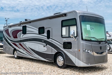 12/11/20 &lt;a href=&quot;http://www.mhsrv.com/thor-motor-coach/&quot;&gt;&lt;img src=&quot;http://www.mhsrv.com/images/sold-thor.jpg&quot; width=&quot;383&quot; height=&quot;141&quot; border=&quot;0&quot;&gt;&lt;/a&gt;  MSRP $254,850. The New 2021 Thor Motor Coach Palazzo Diesel Pusher Model 36.3 bath &amp; 1/2 features theater seats, a power drop down loft, 100-watt solar charging system, 340 HP Cummins diesel engine with 700 lbs. of torque and a Freightliner XC chassis. This RV also includes the Studio Collection package. Standard features include bluetooth soundbar &amp; large LED Tv in the exterior entertainment center, induction cooktop, touchscreen multiplex control system with smartphone app, Winegard ConnecT 2.0 4G/Wi-Fi system, 360 Siphon Vent cap and metal adjustable shelving hardware throughout. The Palazzo also features a Carefree Latitude legless awning with Fixguard weather wrap, invisible front paint protection &amp; front electric drop-down overhead loft, 6,000 Onan diesel generator with AGS, solid surface counters, power driver&#39;s seat, inverter, residential refrigerator, solid surface countertops, (2) ducted roof A/C units, 3-camera monitoring system, one piece windshield, fiberglass storage compartments, fully automatic hydraulic leveling system, automatic entry step and much more. For more complete details on this unit and our entire inventory including brochures, window sticker, videos, photos, reviews &amp; testimonials as well as additional information about Motor Home Specialist and our manufacturers please visit us at MHSRV.com or call 800-335-6054. At Motor Home Specialist, we DO NOT charge any prep or orientation fees like you will find at other dealerships. All sale prices include a 200-point inspection, interior &amp; exterior wash, detail service and a fully automated high-pressure rain booth test and coach wash that is a standout service unlike that of any other in the industry. You will also receive a thorough coach orientation with an MHSRV technician, an RV Starter&#39;s kit, a night stay in our delivery park featuring landscaped and covered pads with full hook-ups and much more! Read Thousands upon Thousands of 5-Star Reviews at MHSRV.com and See What They Had to Say About Their Experience at Motor Home Specialist. WHY PAY MORE?... WHY SETTLE FOR LESS?