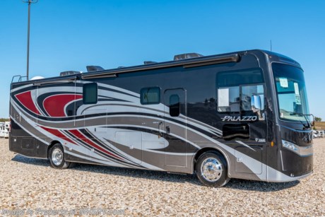 3/15/21 &lt;a href=&quot;http://www.mhsrv.com/thor-motor-coach/&quot;&gt;&lt;img src=&quot;http://www.mhsrv.com/images/sold-thor.jpg&quot; width=&quot;383&quot; height=&quot;141&quot; border=&quot;0&quot;&gt;&lt;/a&gt;  MSRP $255,750. The New 2021 Thor Motor Coach Palazzo Diesel Pusher Model 36.3 bath &amp; 1/2 features theater seats, a power drop down loft, 100-watt solar charging system, 340 HP Cummins diesel engine with 700 lbs. of torque and a Freightliner XC chassis. This RV also includes the Studio Collection package. Standard features include bluetooth soundbar &amp; large LED Tv in the exterior entertainment center, induction cooktop, touchscreen multiplex control system with smartphone app, Winegard ConnecT 2.0 4G/Wi-Fi system, 360 Siphon Vent cap and metal adjustable shelving hardware throughout. The Palazzo also features a Carefree Latitude legless awning with Fixguard weather wrap, invisible front paint protection &amp; front electric drop-down overhead loft, 6,000 Onan diesel generator with AGS, solid surface counters, power driver&#39;s seat, inverter, residential refrigerator, solid surface countertops, (2) ducted roof A/C units, 3-camera monitoring system, one piece windshield, fiberglass storage compartments, fully automatic hydraulic leveling system, automatic entry step and much more. For more complete details on this unit and our entire inventory including brochures, window sticker, videos, photos, reviews &amp; testimonials as well as additional information about Motor Home Specialist and our manufacturers please visit us at MHSRV.com or call 800-335-6054. At Motor Home Specialist, we DO NOT charge any prep or orientation fees like you will find at other dealerships. All sale prices include a 200-point inspection, interior &amp; exterior wash, detail service and a fully automated high-pressure rain booth test and coach wash that is a standout service unlike that of any other in the industry. You will also receive a thorough coach orientation with an MHSRV technician, an RV Starter&#39;s kit, a night stay in our delivery park featuring landscaped and covered pads with full hook-ups and much more! Read Thousands upon Thousands of 5-Star Reviews at MHSRV.com and See What They Had to Say About Their Experience at Motor Home Specialist. WHY PAY MORE?... WHY SETTLE FOR LESS?