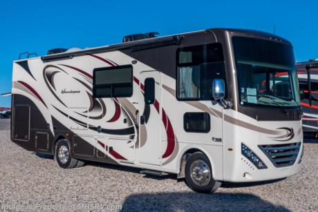 /sold 4/3/2020 **Consignment** Used Thor Motor Coach RV for Sale- 2017 Thor Motor Coach Hurricane 29M is approximately 30 feet 8 inches in length with 3,602 miles, auto leveling, 3 cameras, 2 ducted A/Cs, 5.5 Generator, Ford chassis, Ford V10 engine, cruise control, power patio awning, side swing baggage doors, LED running lights, black tank flush, exterior shower, ladder, inverter, leather seating, booth converts to sleeper, kitchen backsplash, shades, king bed, cab over loft and much more. For additional information and photos please visit Motor Home Specialist at www.MHSRV.com or call 800-335-6054.
