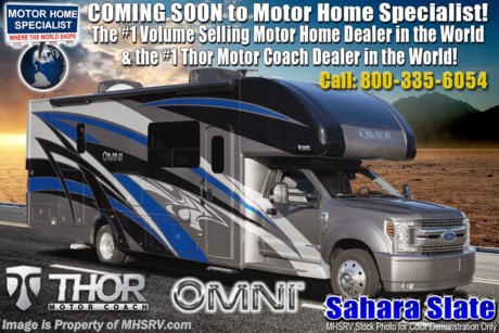 10/15/20 &lt;a href=&quot;http://www.mhsrv.com/thor-motor-coach/&quot;&gt;&lt;img src=&quot;http://www.mhsrv.com/images/sold-thor.jpg&quot; width=&quot;383&quot; height=&quot;141&quot; border=&quot;0&quot;&gt;&lt;/a&gt;  MSRP $218,588. New 2021 Thor Motor Coach Omni BB35 Bunk Model Super C is approximately 36 feet 8 inches in length with a full wall slide, 330hp Powerstroke 6.7L diesel engine with 825 lb.-ft. torque @1600 rpm, 10 speed transmission with selectable drive modes, SYNC 3 Enhanced Voice Recognition Communications and Entertainment System, 8&quot; Color LCD touchscreen with swiping capability, 911 assist, AppLink and smart-charging USB ports and navigation. New features for 2021 include general d&#233;cor updates throughout the coach, HDMI switcher on all TVs, solar charging system with power controller, lights now deploy in the arms of the Care Free awning, new grill, automatic head lights and the FordPass Connect 4G Wi-Fi modem. This beautiful RV features the optional single child safety tether. The Omni Super C also features a 3 camera monitoring system, aluminum wheels, automatic leveling jacks, power patio awning with LED lighting, frameless windows, keyless entry, residential refrigerator, large OTR convection microwave, solid surface kitchen counter top, ball bearing drawer guides, king size bed, large TV in living area, exterior entertainment center with sound bar, 6KW Onan diesel generator with automatic generator start, multiplex wiring control system, tankless water heater, 1800-watt inverter and much more. For additional details on this unit and our entire inventory including brochures, window sticker, videos, photos, reviews &amp; testimonials as well as additional information about Motor Home Specialist and our manufacturers please visit us at MHSRV.com or call 800-335-6054. At Motor Home Specialist, we DO NOT charge any prep or orientation fees like you will find at other dealerships. All sale prices include a 200-point inspection, interior &amp; exterior wash, detail service and a fully automated high-pressure rain booth test and coach wash that is a standout service unlike that of any other in the industry. You will also receive a thorough coach orientation with an MHSRV technician, a night stay in our delivery park featuring landscaped and covered pads with full hook-ups and much more! Read Thousands upon Thousands of 5-Star Reviews at MHSRV.com and See What They Had to Say About Their Experience at Motor Home Specialist. WHY PAY MORE? WHY SETTLE FOR LESS?