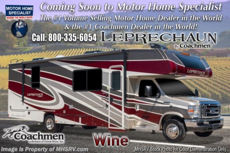 10/15/20 &lt;a href=&quot;http://www.mhsrv.com/coachmen-rv/&quot;&gt;&lt;img src=&quot;http://www.mhsrv.com/images/sold-coachmen.jpg&quot; width=&quot;383&quot; height=&quot;141&quot; border=&quot;0&quot;&gt;&lt;/a&gt;  MSRP $140,921. New 2021 Coachmen Leprechaun Model 311FS. This Luxury Class C RV measures approximately 31 feet 10 inches in length and is powered by V-8 7.3L engine and a Ford E-450 chassis. Motor Home Specialist includes the CRV Comfort Ride Premier Package option which features Bilstein front shocks (N/A on Chevy chassis), Firestone Ride-Rite adjustable rear air bags, stability control, dynamic balanced drive shaft system, heavy duty front and rear stabilizer bars that help to make the Leprechaun an amazingly comfortable ride. Additional options include the beautiful full body paint exterior, dual recliners, driver &amp; passenger swivel seats, cockpit folding table, combination washer/dryer, solid surface kitchen countertops with stainless steel sink, sideview cameras, dual A/C with 15K BTU in the front &amp; 11.5K BTU in the rear, exterior windshield cover, heated holding tank pads, spare tire, aluminum rims, hydraulic leveling jacks, bedroom TV and DVD player, exterior entertainment center and a Wi-Fi Ranger. Not only that but we have added in the Comfort and Convenience package featuring a touch screen radio &amp; backup monitor, stainless steel convection microwave, upgraded mattress, gas/electric water heater, heated side mirrors with remote, fiberglass running boards, leatherette seat covers, cab over &amp; bedroom power vent with cover, dual auxiliary coach batteries and slide-out awning toppers. A few other standard features include Azdel Composite Sidewall Construction, High-Gloss Color Infused Fiberglass Sidewalls, Molded Fiberglass Front Wrap w/ LED Accent Lights, Tinted Windows, Stainless Steel Wheel Inserts, Metal Running Boards, Solar Panel Connection Port, Power Patio Awning, LED Awning Light Strip, LED Exterior Tail &amp; Running Lights, 7,500lb. (E450) or 5,000lb. (Chevy 4500) Towing Hitch w/ 7-Way Plug, LED Interior Lighting, AM/FM/ Touch Screen Dash Radio &amp; Back Up Camera w/ Bluetooth, Recessed 3 Burner Cooktop w/ Cover &amp; Oven, 1-Piece Countertops, Roller Bearing Drawer Glides, Upgraded Vinyl Flooring, Hardwood Cabinet Doors &amp; Drawers, Single Child Tether at Forward Facing Dinette (N/A 311 FS), Glass Shower Door, Even-Cool A/C Ducting System, 2nd A/C Prep in Bedroom, 80&quot; Long Bed, Night Shades, Bed Area 110V CPAP Ready &amp; USB Charging Station, 50 Gallon Fresh Water Tank (ex 298KB - 48 Gal), Water Works Panel w/ Black Tank Flush, Omni TV Antenna, Onan 4.0KW Generator, Roto-Cast Exterior Rear Warehouse Storage Compartment, 32&quot; Coach TV and DVD Player, HDMI Port, USB Charging Station, Air Assist Rear Suspension, Bedroom TV Pre-Wire, Safe Ride RV Roadside Assistance, Ext Shower, Upgraded Faucets &amp; Shower Head and a Rear Trunk Light. This amazing class C also features the Leprechaun Comfort and Convenience package that touch screen radio and backup monitor with CarPlay, convection microwave, upgraded mattress, 6 gallon electric &amp; gas water heater, heated and remote side mirrors, 2 tone seat covers, cab over &amp; bedroom power vent fan, dual coach batteries and slide-out awning toppers. For more complete details on this unit and our entire inventory including brochures, window sticker, videos, photos, reviews &amp; testimonials as well as additional information about Motor Home Specialist and our manufacturers please visit us at MHSRV.com or call 800-335-6054. At Motor Home Specialist, we DO NOT charge any prep or orientation fees like you will find at other dealerships. All sale prices include a 200-point inspection, interior &amp; exterior wash, detail service and a fully automated high-pressure rain booth test and coach wash that is a standout service unlike that of any other in the industry. You will also receive a thorough coach orientation with an MHSRV technician, an RV Starter&#39;s kit, a night stay in our delivery park featuring landscaped and covered pads with full hook-ups and much more! Read Thousands upon Thousands of 5-Star Reviews at MHSRV.com and See What They Had to Say About Their Experience at Motor Home Specialist. WHY PAY MORE?... WHY SETTLE FOR LESS?