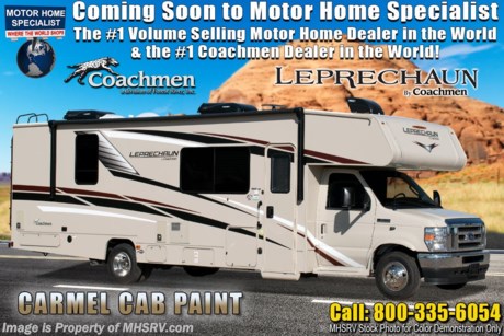 11/9/20 &lt;a href=&quot;http://www.mhsrv.com/coachmen-rv/&quot;&gt;&lt;img src=&quot;http://www.mhsrv.com/images/sold-coachmen.jpg&quot; width=&quot;383&quot; height=&quot;141&quot; border=&quot;0&quot;&gt;&lt;/a&gt;  MSRP $126,658. New 2021 Coachmen Leprechaun Model 319MB. This Luxury Class C RV measures approximately 32 feet 11 inches in length and is powered by V-8 7.3L engine and a Ford E-450 chassis. Motor Home Specialist includes the CRV Comfort Ride Premier Package option which features Bilstein front shocks (N/A on Chevy chassis), Firestone Ride-Rite adjustable rear air bags, stability control, dynamic balanced drive shaft system, heavy duty front and rear stabilizer bars that help to make the Leprechaun an amazingly comfortable ride. Additional options include the painted cab exterior, driver &amp; passenger swivel seats, cockpit folding table, electric fireplace, exterior camp kitchen, sideview cameras, dual A/C with 15K BTU in the front &amp; 11.5K BTU in the rear, exterior windshield cover, heated holding tank pads, spare tire, Equalizer stabilizer jacks, molded fiberglass front cap with LED light strip and window, exterior entertainment center and a Wi-Fi Ranger. Not only that but we have added in the Comfort and Convenience package featuring a touch screen radio &amp; backup monitor, stainless steel convection microwave, upgraded mattress, gas/electric water heater, heated side mirrors with remote, fiberglass running boards, leatherette seat covers, cab over &amp; bedroom power vent with cover, dual auxiliary coach batteries and slide-out awning toppers. A few other standard features include Azdel Composite Sidewall Construction, High-Gloss Color Infused Fiberglass Sidewalls, Molded Fiberglass Front Wrap w/ LED Accent Lights, Tinted Windows, Stainless Steel Wheel Inserts, Metal Running Boards, Solar Panel Connection Port, Power Patio Awning, LED Awning Light Strip, LED Exterior Tail &amp; Running Lights, 7,500lb. (E450) or 5,000lb. (Chevy 4500) Towing Hitch w/ 7-Way Plug, LED Interior Lighting, AM/FM/ Touch Screen Dash Radio &amp; Back Up Camera w/ Bluetooth, Recessed 3 Burner Cooktop w/ Cover &amp; Oven, 1-Piece Countertops, Roller Bearing Drawer Glides, Upgraded Vinyl Flooring, Hardwood Cabinet Doors &amp; Drawers, Single Child Tether at Forward Facing Dinette (N/A 311 FS), Glass Shower Door, Even-Cool A/C Ducting System, 2nd A/C Prep in Bedroom, 80&quot; Long Bed, Night Shades, Bed Area 110V CPAP Ready &amp; USB Charging Station, 50 Gallon Fresh Water Tank (ex 298KB - 48 Gal), Water Works Panel w/ Black Tank Flush, Omni TV Antenna, Onan 4.0KW Generator, Roto-Cast Exterior Rear Warehouse Storage Compartment, 32&quot; Coach TV and DVD Player, HDMI Port, USB Charging Station, Air Assist Rear Suspension, Bedroom TV Pre-Wire, Safe Ride RV Roadside Assistance, Ext Shower, Upgraded Faucets &amp; Shower Head and a Rear Trunk Light. For more complete details on this unit and our entire inventory including brochures, window sticker, videos, photos, reviews &amp; testimonials as well as additional information about Motor Home Specialist and our manufacturers please visit us at MHSRV.com or call 800-335-6054. At Motor Home Specialist, we DO NOT charge any prep or orientation fees like you will find at other dealerships. All sale prices include a 200-point inspection, interior &amp; exterior wash, detail service and a fully automated high-pressure rain booth test and coach wash that is a standout service unlike that of any other in the industry. You will also receive a thorough coach orientation with an MHSRV technician, an RV Starter&#39;s kit, a night stay in our delivery park featuring landscaped and covered pads with full hook-ups and much more! Read Thousands upon Thousands of 5-Star Reviews at MHSRV.com and See What They Had to Say About Their Experience at Motor Home Specialist. WHY PAY MORE?... WHY SETTLE FOR LESS?