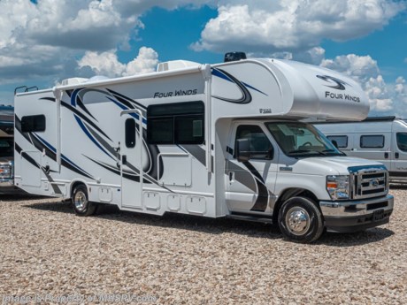 7-1-21 &lt;a href=&quot;http://www.mhsrv.com/thor-motor-coach/&quot;&gt;&lt;img src=&quot;http://www.mhsrv.com/images/sold-thor.jpg&quot; width=&quot;383&quot; height=&quot;141&quot; border=&quot;0&quot;&gt;&lt;/a&gt; MSRP $128,547. The new 2021 Thor Motor Coach Four Winds Class C RV 31W is approximately 32 feet 2 inches in length featuring the new Ford chassis with a 7.3L V8 engine, 350HP and 468lb-ft of torque. New features for the 2021 Four Winds a new dash stereo, all new exteriors, new flooring, decorative kitchen glass inserts, new valance &amp; headboards, LED taillights and much more. This beautiful RV features the Premier Package which includes the RS-Suspension system by Mor-Ryde, touchscreen dash radio with back-up monitor, a 2 burner gas cooktop with single induction cooktop, 30&quot; over-the-range convection microwave, solid surface kitchen counter top, shower with glass door, premium window privacy roller shades, whole house water filter system, enclosed sewer area for sewer tank valves and a tankless water heater. Additional options include an exterior entertainment center, single child safety tether, cabover child safety net, 2 A/Cs with energy management system, power driver&#39;s seat, leatherette driver and passenger chairs, solar charging system with power controller, cockpit carpet mat and dash applique. The Four Winds RV has an incredible list of standard features including power windows and locks, power patio awning with integrated LED lighting, roof ladder, in-dash media center AM/FM &amp; Bluetooth, power vent in bath, skylight above shower, Onan generator, cab A/C and so much more. For additional details on this unit and our entire inventory including brochures, window sticker, videos, photos, reviews &amp; testimonials as well as additional information about Motor Home Specialist and our manufacturers please visit us at MHSRV.com or call 800-335-6054. At Motor Home Specialist, we DO NOT charge any prep or orientation fees like you will find at other dealerships. All sale prices include a 200-point inspection, interior &amp; exterior wash, detail service and a fully automated high-pressure rain booth test and coach wash that is a standout service unlike that of any other in the industry. You will also receive a thorough coach orientation with an MHSRV technician, a night stay in our delivery park featuring landscaped and covered pads with full hook-ups and much more! Read Thousands upon Thousands of 5-Star Reviews at MHSRV.com and See What They Had to Say About Their Experience at Motor Home Specialist. WHY PAY MORE? WHY SETTLE FOR LESS?
