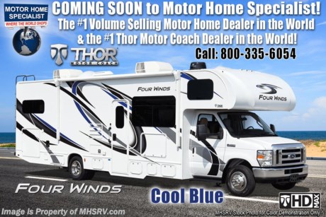 12/11/20 &lt;a href=&quot;http://www.mhsrv.com/thor-motor-coach/&quot;&gt;&lt;img src=&quot;http://www.mhsrv.com/images/sold-thor.jpg&quot; width=&quot;383&quot; height=&quot;141&quot; border=&quot;0&quot;&gt;&lt;/a&gt;  MSRP $129,454. The new 2021 Thor Motor Coach Four Winds Class C RV 31W is approximately 32 feet 2 inches in length featuring the new Ford chassis with a 7.3L V8 engine, 350HP and 468lb-ft of torque. New features for the 2021 Four Winds a new dash stereo, all new exteriors, new flooring, decorative kitchen glass inserts, new valance &amp; headboards, LED taillights and much more. This beautiful RV features the Premier Package which includes the RS-Suspension system by Mor-Ryde, touchscreen dash radio with back-up monitor, a 2 burner gas cooktop with single induction cooktop, 30&quot; over-the-range convection microwave, solid surface kitchen counter top, shower with glass door, premium window privacy roller shades, whole house water filter system, enclosed sewer area for sewer tank valves and a tankless water heater. Additional options include the beautiful partial paint exterior, exterior entertainment center, theater seats, single child safety tether, attic fan, cabover child safety net, 2 A/Cs with energy management system, power driver&#39;s seat, leatherette driver and passenger chairs, solar charging system with power controller, cockpit carpet mat and dash applique. The Four Winds RV has an incredible list of standard features including power windows and locks, power patio awning with integrated LED lighting, roof ladder, in-dash media center AM/FM &amp; Bluetooth, power vent in bath, skylight above shower, Onan generator, cab A/C and so much more. For additional details on this unit and our entire inventory including brochures, window sticker, videos, photos, reviews &amp; testimonials as well as additional information about Motor Home Specialist and our manufacturers please visit us at MHSRV.com or call 800-335-6054. At Motor Home Specialist, we DO NOT charge any prep or orientation fees like you will find at other dealerships. All sale prices include a 200-point inspection, interior &amp; exterior wash, detail service and a fully automated high-pressure rain booth test and coach wash that is a standout service unlike that of any other in the industry. You will also receive a thorough coach orientation with an MHSRV technician, a night stay in our delivery park featuring landscaped and covered pads with full hook-ups and much more! Read Thousands upon Thousands of 5-Star Reviews at MHSRV.com and See What They Had to Say About Their Experience at Motor Home Specialist. WHY PAY MORE? WHY SETTLE FOR LESS?