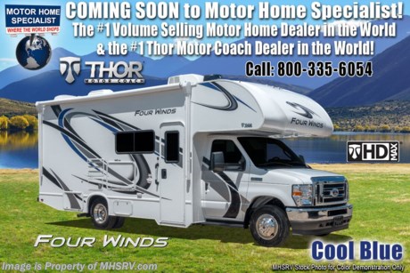 3/9/21 &lt;a href=&quot;http://www.mhsrv.com/thor-motor-coach/&quot;&gt;&lt;img src=&quot;http://www.mhsrv.com/images/sold-thor.jpg&quot; width=&quot;383&quot; height=&quot;141&quot; border=&quot;0&quot;&gt;&lt;/a&gt;  MSRP $117,652. The new 2021 Thor Motor Coach Four Winds Class C RV 27R is approximately 29 feet in length featuring the new Ford chassis with a 7.3L V8 engine, 350HP and 468lb-ft of torque. New features for the 2021 Four Winds a new dash stereo, all new exteriors, new flooring, decorative kitchen glass inserts, new valance &amp; headboards, LED taillights and much more. Additional options include upgraded cabinetry, heated remote exterior mirrors with side cameras, leatherette driver/passenger chairs, power drivers seat, cockpit carpet mat, keyless cab entry, valve stem extenders, dash applique, cab-over safety net, single child safety tether, 3 burner range with oven and glass cover, convection microwave, bedroom TV, exterior entertainment center, upgraded A/C, second auxiliary battery, outside shower, and holding tanks with heat pads. The Four Winds RV has an incredible list of standard features including power windows and locks, power patio awning with integrated LED lighting, roof ladder, in-dash media center AM/FM &amp; Bluetooth, power vent in bath, skylight above shower, Onan generator, cab A/C and so much more. For additional details on this unit and our entire inventory including brochures, window sticker, videos, photos, reviews &amp; testimonials as well as additional information about Motor Home Specialist and our manufacturers please visit us at MHSRV.com or call 800-335-6054. At Motor Home Specialist, we DO NOT charge any prep or orientation fees like you will find at other dealerships. All sale prices include a 200-point inspection, interior &amp; exterior wash, detail service and a fully automated high-pressure rain booth test and coach wash that is a standout service unlike that of any other in the industry. You will also receive a thorough coach orientation with an MHSRV technician, a night stay in our delivery park featuring landscaped and covered pads with full hook-ups and much more! Read Thousands upon Thousands of 5-Star Reviews at MHSRV.com and See What They Had to Say About Their Experience at Motor Home Specialist. WHY PAY MORE? WHY SETTLE FOR LESS?