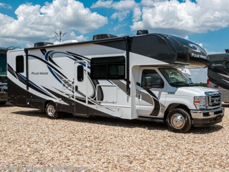 4-19-21 &lt;a href=&quot;http://www.mhsrv.com/thor-motor-coach/&quot;&gt;&lt;img src=&quot;http://www.mhsrv.com/images/sold-thor.jpg&quot; width=&quot;383&quot; height=&quot;141&quot; border=&quot;0&quot;&gt;&lt;/a&gt;  MSRP $134,375. The new 2021 Thor Motor Coach Four Winds Class C RV 31B is approximately 32 feet 2 inches in length featuring the new Ford chassis with a 7.3L V8 engine, 350HP and 468lb-ft of torque. New features for the 2021 Four Winds a new dash stereo, all new exteriors, new flooring, decorative kitchen glass inserts, new valance &amp; headboards, LED taillights and much more. This beautiful RV features the Premier Package which includes the RS-Suspension system by Mor-Ryde, touchscreen dash radio with back-up monitor, a 2 burner gas cooktop with single induction cooktop, 30&quot; over-the-range convection microwave, solid surface kitchen counter top, shower with glass door, premium window privacy roller shades, whole house water filter system, enclosed sewer area for sewer tank valves and a tankless water heater. Additional options include the beautiful partial paint exterior, upgraded cabinetry, exterior entertainment center, single child safety tether, cabover child safety net, 2 A/Cs with energy management system, power driver&#39;s seat, leatherette driver and passenger chairs, second auxiliary battery, solar charging system with power controller, cockpit carpet mat and dash applique. The Four Winds RV has an incredible list of standard features including power windows and locks, power patio awning with integrated LED lighting, roof ladder, in-dash media center AM/FM &amp; Bluetooth, power vent in bath, skylight above shower, Onan generator, cab A/C and so much more. For additional details on this unit and our entire inventory including brochures, window sticker, videos, photos, reviews &amp; testimonials as well as additional information about Motor Home Specialist and our manufacturers please visit us at MHSRV.com or call 800-335-6054. At Motor Home Specialist, we DO NOT charge any prep or orientation fees like you will find at other dealerships. All sale prices include a 200-point inspection, interior &amp; exterior wash, detail service and a fully automated high-pressure rain booth test and coach wash that is a standout service unlike that of any other in the industry. You will also receive a thorough coach orientation with an MHSRV technician, a night stay in our delivery park featuring landscaped and covered pads with full hook-ups and much more! Read Thousands upon Thousands of 5-Star Reviews at MHSRV.com and See What They Had to Say About Their Experience at Motor Home Specialist. WHY PAY MORE? WHY SETTLE FOR LESS?