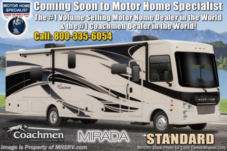 10/14/20 &lt;a href=&quot;http://www.mhsrv.com/coachmen-rv/&quot;&gt;&lt;img src=&quot;http://www.mhsrv.com/images/sold-coachmen.jpg&quot; width=&quot;383&quot; height=&quot;141&quot; border=&quot;0&quot;&gt;&lt;/a&gt;  MSRP $153,268. New 2021 Coachmen Mirada Model 29 FWBunk House. This RV measures approximately 30 feet 7 inches in length and features a full-wall slide, king bed, hardwood cabinet doors and solid surface kitchen countertop. Upgrades for 2021 include a new front cap, upgraded exterior speakers, 100W solar panel made standard, exterior entertainment center, dual 15,000 BTU air conditioners, redesigned captain chairs, drop down loft on all floorplans and general d&#233;cor updates throughout. This beautiful new motorhome also features the new Ford chassis with 7.3L PFI V-8, 350HP, 468 ft. lbs. torque engine, a 6-speed TorqShift&#174; automatic transmission, an updated instrument cluster, automatic headlights and a tilt/telescoping steering wheel. Options include the beautiful partial paint exterior, driver power seat and theater seats. A few standard features that help to set the Mirada apart include solar privacy shades throughout, power windshield shade, flush mounted 3 burner range with oven, tile backsplash, glass door shower, Onan generator, automatic transfer switch for easy set-up, pass-thru storage, 3 camera monitoring system, automatic leveling jacks and much more. For additional details on this unit and our entire inventory including brochures, window sticker, videos, photos, reviews &amp; testimonials as well as additional information about Motor Home Specialist and our manufacturers please visit us at MHSRV.com or call 800-335-6054. At Motor Home Specialist, we DO NOT charge any prep or orientation fees like you will find at other dealerships. All sale prices include a 200-point inspection, interior &amp; exterior wash, detail service and a fully automated high-pressure rain booth test and coach wash that is a standout service unlike that of any other in the industry. You will also receive a thorough coach orientation with an MHSRV technician, a night stay in our delivery park featuring landscaped and covered pads with full hook-ups and much more! Read Thousands upon Thousands of 5-Star Reviews at MHSRV.com and See What They Had to Say About Their Experience at Motor Home Specialist. WHY PAY MORE? WHY SETTLE FOR LESS?