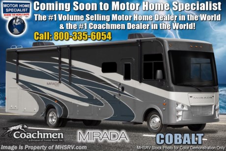 9/15/20 &lt;a href=&quot;http://www.mhsrv.com/coachmen-rv/&quot;&gt;&lt;img src=&quot;http://www.mhsrv.com/images/sold-coachmen.jpg&quot; width=&quot;383&quot; height=&quot;141&quot; border=&quot;0&quot;&gt;&lt;/a&gt;  MSRP $174,501. New 2021 Coachmen Mirada Model 35ES Bunk House. This RV measures approximately 36 feet 10 inches in length and features a bath &amp; 1/2, bunk beds that convert to wardrobe, hardwood cabinet doors and solid surface kitchen countertop. Upgrades for 2021 include a new front cap, upgraded exterior speakers, 100W solar panel made standard, exterior entertainment center, dual 15,000 BTU air conditioners, redesigned captain chairs, drop down loft on all floorplans and general d&#233;cor updates throughout. This beautiful new motorhome also features the new Ford chassis with 7.3L PFI V-8, 350HP, 468 ft. lbs. torque engine, a 6-speed TorqShift&#174; automatic transmission, an updated instrument cluster, automatic headlights and a tilt/telescoping steering wheel. Options include the beautiful full-body paint exterior with Diamond Shield paint protection, driver power seat and power theater seating. A few standard features that help to set the Mirada apart include solar privacy shades throughout, power windshield shade, flush mounted 3 burner range with oven, tile backsplash, glass door shower, Onan generator, automatic transfer switch for easy set-up, pass-thru storage, 3 camera monitoring system, automatic leveling jacks and much more. For additional details on this unit and our entire inventory including brochures, window sticker, videos, photos, reviews &amp; testimonials as well as additional information about Motor Home Specialist and our manufacturers please visit us at MHSRV.com or call 800-335-6054. At Motor Home Specialist, we DO NOT charge any prep or orientation fees like you will find at other dealerships. All sale prices include a 200-point inspection, interior &amp; exterior wash, detail service and a fully automated high-pressure rain booth test and coach wash that is a standout service unlike that of any other in the industry. You will also receive a thorough coach orientation with an MHSRV technician, a night stay in our delivery park featuring landscaped and covered pads with full hook-ups and much more! Read Thousands upon Thousands of 5-Star Reviews at MHSRV.com and See What They Had to Say About Their Experience at Motor Home Specialist. WHY PAY MORE? WHY SETTLE FOR LESS?