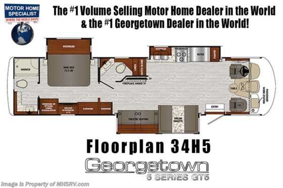2021 Forest River Georgetown GT5 34H5 Bath &amp; 1/2 W/ King, Theater Seats, OH Loft Floorplan