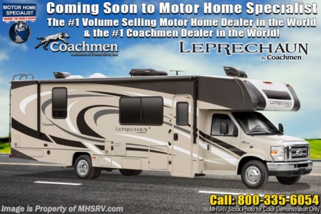 9/15/20 &lt;a href=&quot;http://www.mhsrv.com/coachmen-rv/&quot;&gt;&lt;img src=&quot;http://www.mhsrv.com/images/sold-coachmen.jpg&quot; width=&quot;383&quot; height=&quot;141&quot; border=&quot;0&quot;&gt;&lt;/a&gt;  MSRP $127,240. New 2021 Coachmen Leprechaun Model 260DS. This Luxury Class C RV measures approximately 27 feet 11 inches in length and is powered by V-8 7.3L engine and a Ford E-450 chassis. Motor Home Specialist includes the CRV Comfort Ride Premier Package option which features Bilstein front shocks (N/A on Chevy chassis), Firestone Ride-Rite adjustable rear air bags, stability control, dynamic balanced drive shaft system, heavy duty front and rear stabilizer bars that help to make the Leprechaun an amazingly comfortable ride. Additional options include the partial paint exterior, dual recliners, driver &amp; passenger swivel seats, cockpit folding table, side by side refrigerator, exterior camp kitchen table, sideview cameras, dual A/C with 15K BTU in the front &amp; 11.5K BTU in the rear, exterior windshield cover, heated holding tank pads, spare tire, stabilizer jacks, exterior entertainment center and a Wi-Fi Ranger. Not only that but we have added in the Comfort and Convenience package featuring a touch screen radio &amp; backup monitor, stainless steel convection microwave, upgraded mattress, gas/electric water heater, heated side mirrors with remote, fiberglass running boards, leatherette seat covers, cab over &amp; bedroom power vent with cover, dual auxiliary coach batteries and slide-out awning toppers. A few other standard features include Azdel Composite Sidewall Construction, High-Gloss Color Infused Fiberglass Sidewalls, Molded Fiberglass Front Wrap w/ LED Accent Lights, Tinted Windows, Stainless Steel Wheel Inserts, Metal Running Boards, Solar Panel Connection Port, Power Patio Awning, LED Awning Light Strip, LED Exterior Tail &amp; Running Lights, 7,500lb. (E450) or 5,000lb. (Chevy 4500) Towing Hitch w/ 7-Way Plug, LED Interior Lighting, AM/FM/ Touch Screen Dash Radio &amp; Back Up Camera w/ Bluetooth, Recessed 3 Burner Cooktop w/ Cover &amp; Oven, 1-Piece Countertops, Roller Bearing Drawer Glides, Upgraded Vinyl Flooring, Hardwood Cabinet Doors &amp; Drawers, Single Child Tether at Forward Facing Dinette (N/A 311 FS), Glass Shower Door, Even-Cool A/C Ducting System, 2nd A/C Prep in Bedroom, 80&quot; Long Bed, Night Shades, Bed Area 110V CPAP Ready &amp; USB Charging Station, 50 Gallon Fresh Water Tank (ex 298KB - 48 Gal), Water Works Panel w/ Black Tank Flush, Omni TV Antenna, Onan 4.0KW Generator, Roto-Cast Exterior Rear Warehouse Storage Compartment, 32&quot; Coach TV and DVD Player, HDMI Port, USB Charging Station, Air Assist Rear Suspension, Bedroom TV Pre-Wire, Safe Ride RV Roadside Assistance, Ext Shower, Upgraded Faucets &amp; Shower Head and a Rear Trunk Light. For more complete details on this unit and our entire inventory including brochures, window sticker, videos, photos, reviews &amp; testimonials as well as additional information about Motor Home Specialist and our manufacturers please visit us at MHSRV.com or call 800-335-6054. At Motor Home Specialist, we DO NOT charge any prep or orientation fees like you will find at other dealerships. All sale prices include a 200-point inspection, interior &amp; exterior wash, detail service and a fully automated high-pressure rain booth test and coach wash that is a standout service unlike that of any other in the industry. You will also receive a thorough coach orientation with an MHSRV technician, an RV Starter&#39;s kit, a night stay in our delivery park featuring landscaped and covered pads with full hook-ups and much more! Read Thousands upon Thousands of 5-Star Reviews at MHSRV.com and See What They Had to Say About Their Experience at Motor Home Specialist. WHY PAY MORE?... WHY SETTLE FOR LESS?