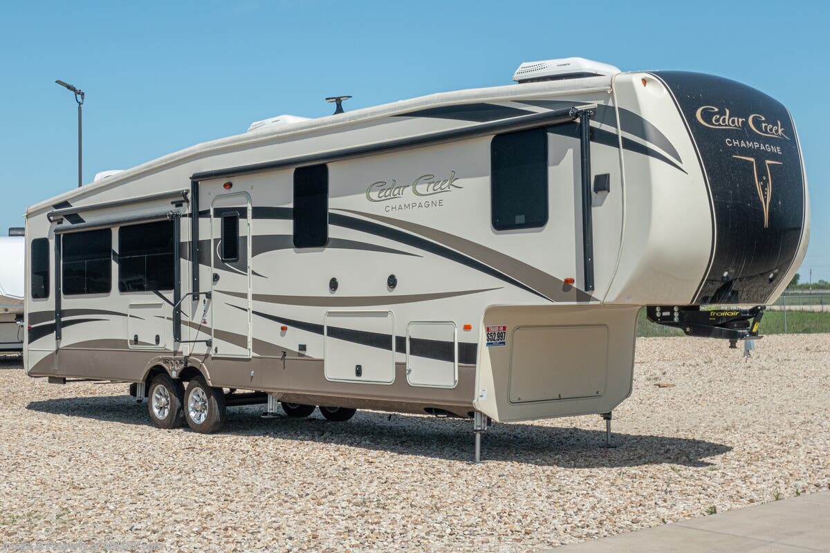 2018 Forest River Cedar Creek Champagne Edition 38EL W/ Theater Seats, King, Dishwasher, Auto Level