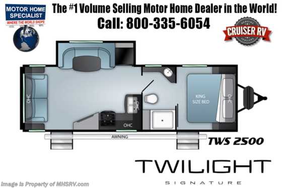 2021 Twilight RV TWS 2500 W/Theater Seats, King Bed, 15K A/C &amp; Power Stabilizers Floorplan