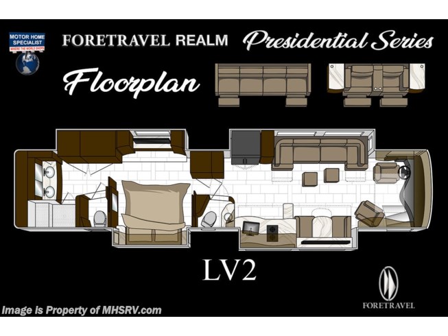 2021 Realm Presidential (LV2) Luxury Villa 2 - Bath & 1/2 Model by Foretravel from Motor Home Specialist in Alvarado, Texas