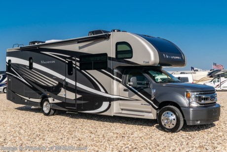 12/11/20 &lt;a href=&quot;http://www.mhsrv.com/thor-motor-coach/&quot;&gt;&lt;img src=&quot;http://www.mhsrv.com/images/sold-thor.jpg&quot; width=&quot;383&quot; height=&quot;141&quot; border=&quot;0&quot;&gt;&lt;/a&gt;  MSRP $218,588. New 2021 Thor Motor Coach Magnitude BB35 Bunk Model Super C is approximately 36 feet 8 inches in length with a full wall slide and is powered by the Ford&#174; 6.7L Power Stroke&#174; V8 turbo diesel engine with 330HP, 825 lb.-ft. torque and 10 speed transmission with selectable drive modes including Tow/Haul, Eco, Deep Sand/Snow. Also includes a SYNC 3 Enhanced Voice Recognition Communications and Entertainment System, 8&quot; Color LCD touchscreen with swiping capability, 911 assist, AppLink and smart-charging USB ports and navigation. New features for 2021 include general d&#233;cor updates throughout the coach, HDMI switcher on all TVs, solar charging system with power controller, lights now deploy in the arms of the Care Free awning, new grill, automatic head lights and the FordPass Connect 4G Wi-Fi modem.  This beautiful RV features the optional single child safety tether. The Magnitude Super C also features a 3 camera monitoring system, aluminum wheels, automatic leveling jacks, power patio awning with LED lighting, frameless windows, keyless entry, residential refrigerator, large OTR convection microwave, solid surface kitchen counter top, ball bearing drawer guides, king size bed, large TV in living area, exterior entertainment center with sound bar, 6KW Onan diesel generator with automatic generator start, multiplex wiring control system, tankless water heater, 1800-watt inverter and much more. For additional details on this unit and our entire inventory including brochures, window sticker, videos, photos, reviews &amp; testimonials as well as additional information about Motor Home Specialist and our manufacturers please visit us at MHSRV.com or call 800-335-6054. At Motor Home Specialist, we DO NOT charge any prep or orientation fees like you will find at other dealerships. All sale prices include a 200-point inspection, interior &amp; exterior wash, detail service and a fully automated high-pressure rain booth test and coach wash that is a standout service unlike that of any other in the industry. You will also receive a thorough coach orientation with an MHSRV technician, a night stay in our delivery park featuring landscaped and covered pads with full hook-ups and much more! Read Thousands upon Thousands of 5-Star Reviews at MHSRV.com and See What They Had to Say About Their Experience at Motor Home Specialist. WHY PAY MORE? WHY SETTLE FOR LESS?
