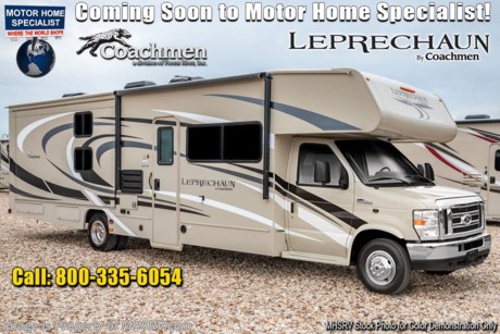 11/9/20 &lt;a href=&quot;http://www.mhsrv.com/coachmen-rv/&quot;&gt;&lt;img src=&quot;http://www.mhsrv.com/images/sold-coachmen.jpg&quot; width=&quot;383&quot; height=&quot;141&quot; border=&quot;0&quot;&gt;&lt;/a&gt;  MSRP $114,877. New 2021 Coachmen Leprechaun Model 300BH Bunk Model. This Class C RV measures approximately 32 feet 11 inches in length with a cabover loft, Ford E-450 chassis. Motor Home Specialist includes the CRV Comfort Ride Premier Package option which features Bilstein front shocks (N/A on Chevy chassis), Firestone Ride-Rite adjustable rear air bags, stability control, dynamic balanced drive shaft system, heavy duty front and rear stabilizer bars that help to make the Leprechaun an amazingly comfortable ride. Options include the Caramel painted cab, driver swivel seat, child safety net and ladder, exterior windshield cover, slide-out awning, molded fiberglass front cap, dual A/C with a 15K BTU front and 11.5K BTU rear, running boards, and touch screen radio and backup monitor. Additionally this amazing class C also features the Leprechaun Value package which includes Azdel Composite Sidewall Construction, High-Gloss, Color Infused Fiberglass Sidewalls, Molded Fiberglass Front Wrap with LED Accent Lights, Tinted Windows, Stainless Steel Wheel Inserts, Metal Running Boards, Solar Panel Connection Port, Power Patio Awning, LED Patio Light Strip, LED Exterior Tail &amp; Running Lights, 5,000lb. Towing Hitch with 7-way Plug, LED Interior Lighting, AM/FM/CD Touch Screen Dash Radio with Bluetooth, 3 Burner Cooktop, 1-Piece Thermofoil Countertops Throughout, Roller Bearing Drawer Glides, Upgraded Vinyl Flooring Throughout, Raised Panel Hardwood Cabinet Doors (Flat Panel Lower Doors), Single Child Tether at Forward Facing Dinette (N/A 210 QB), Even-Cool A/C Ducting System (N/A 210 QB), 80&quot; Long Residential Queen Bed, Night Shades, Bed Area 110V Recepts with CPAP Ready &amp; 12V, USB Charging Station, 50 Gallon Fresh Water Tank (ex. 270 QB - 40 Gal.), Jack Wing TV Antenna, Onan 4.0KW Generator and a Roto-Cast Exterior Warehouse Storage Compartment. For more complete details on this unit and our entire inventory including brochures, window sticker, videos, photos, reviews &amp; testimonials as well as additional information about Motor Home Specialist and our manufacturers please visit us at MHSRV.com or call 800-335-6054. At Motor Home Specialist, we DO NOT charge any prep or orientation fees like you will find at other dealerships. All sale prices include a 200-point inspection, interior &amp; exterior wash, detail service and a fully automated high-pressure rain booth test and coach wash that is a standout service unlike that of any other in the industry. You will also receive a thorough coach orientation with an MHSRV technician, an RV Starter&#39;s kit, a night stay in our delivery park featuring landscaped and covered pads with full hook-ups and much more! Read Thousands upon Thousands of 5-Star Reviews at MHSRV.com and See What They Had to Say About Their Experience at Motor Home Specialist. WHY PAY MORE?... WHY SETTLE FOR LESS?