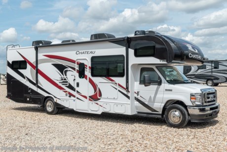 4-19-21 &lt;a href=&quot;http://www.mhsrv.com/thor-motor-coach/&quot;&gt;&lt;img src=&quot;http://www.mhsrv.com/images/sold-thor.jpg&quot; width=&quot;383&quot; height=&quot;141&quot; border=&quot;0&quot;&gt;&lt;/a&gt; MSRP $132,260. The new 2021 Thor Motor Coach Chateau Class C RV 31E Bunk Model is approximately 32 feet 7 inches in length featuring the new Ford chassis with a 7.3L V8 engine, 350HP and 468lb-ft of torque. New features for the 2021 Chateau a new dash stereo, all new exteriors, new flooring, decorative kitchen glass inserts, new valance &amp; headboards, LED taillights and much more. This beautiful RV features the Premier Package which includes the RS-Suspension system by Mor-Ryde, touchscreen dash radio with back-up monitor, a 2 burner gas cooktop with single induction cooktop, 30&quot; over-the-range convection microwave, solid surface kitchen counter top, shower with glass door, premium window privacy roller shades, whole house water filter system, enclosed sewer area for sewer tank valves and a tankless water heater. Additional options include the beautiful partial paint exterior, leatherette driver &amp; passenger chairs, power drivers seat, cockpit carpet mat, dash applique, cabover child safety net, single child safety tether, attic fan, exterior entertainment center, (2) A/Cs with energy management, and a 100 watt solar charging system with power controller. The Chateau RV has an incredible list of standard features including power windows and locks, power patio awning with integrated LED lighting, roof ladder, in-dash media center AM/FM &amp; Bluetooth, power vent in bath, skylight above shower, Onan generator, cab A/C and so much more. For additional details on this unit and our entire inventory including brochures, window sticker, videos, photos, reviews &amp; testimonials as well as additional information about Motor Home Specialist and our manufacturers please visit us at MHSRV.com or call 800-335-6054. At Motor Home Specialist, we DO NOT charge any prep or orientation fees like you will find at other dealerships. All sale prices include a 200-point inspection, interior &amp; exterior wash, detail service and a fully automated high-pressure rain booth test and coach wash that is a standout service unlike that of any other in the industry. You will also receive a thorough coach orientation with an MHSRV technician, a night stay in our delivery park featuring landscaped and covered pads with full hook-ups and much more! Read Thousands upon Thousands of 5-Star Reviews at MHSRV.com and See What They Had to Say About Their Experience at Motor Home Specialist. WHY PAY MORE? WHY SETTLE FOR LESS?