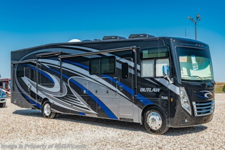 7-2-21 &lt;a href=&quot;http://www.mhsrv.com/thor-motor-coach/&quot;&gt;&lt;img src=&quot;http://www.mhsrv.com/images/sold-thor.jpg&quot; width=&quot;383&quot; height=&quot;141&quot; border=&quot;0&quot;&gt;&lt;/a&gt;  MSRP $232,351  New 2021 Thor Motor Coach Outlaw Toy Hauler model 38MB is approximately 39 feet 9 inches in length with 2 slide-out rooms, high polished aluminum wheels, residential refrigerator, electric rear patio awning, bug screen curtain in the garage, roller shades on the driver &amp; passenger windows, as well as drop down ramp door with spring assist &amp; railing for patio use. This beautiful new motorhome also features the new Ford chassis with 7.3L PFI V-8, 350HP, 468 ft. lbs. torque engine, a 6-speed TorqShift&#174; automatic transmission, an updated instrument cluster, automatic headlights and a tilt/telescoping steering wheel. Options include the beautiful full body exterior, leatherette jackknife sofas in garage and frameless dual pane windows. New features for 2021 include all new full body paint exteriors, general d&#233;cor updates throughout the coach, roller shade on the windshield, solar charging system with power controller and much more. The Outlaw toy hauler RV has an incredible list of standard features including beautiful wood &amp; interior decor packages, LED TVs, (3) A/C units, power patio awing with integrated LED lighting, dual side entrance doors, 1-piece windshield, a 5500 Onan generator, 3 camera monitoring system, automatic leveling system, Soft Touch leather furniture and day/night shades. For additional details on this unit and our entire inventory including brochures, window sticker, videos, photos, reviews &amp; testimonials as well as additional information about Motor Home Specialist and our manufacturers please visit us at MHSRV.com or call 800-335-6054. At Motor Home Specialist, we DO NOT charge any prep or orientation fees like you will find at other dealerships. All sale prices include a 200-point inspection, interior &amp; exterior wash, detail service and a fully automated high-pressure rain booth test and coach wash that is a standout service unlike that of any other in the industry. You will also receive a thorough coach orientation with an MHSRV technician, a night stay in our delivery park featuring landscaped and covered pads with full hook-ups and much more! Read Thousands upon Thousands of 5-Star Reviews at MHSRV.com and See What They Had to Say About Their Experience at Motor Home Specialist. WHY PAY MORE? WHY SETTLE FOR LESS?