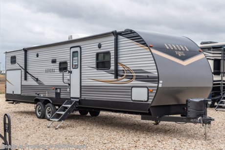 7-8-21 &lt;a href=&quot;http://www.mhsrv.com/travel-trailers/&quot;&gt;&lt;img src=&quot;http://www.mhsrv.com/images/sold-traveltrailer.jpg&quot; width=&quot;383&quot; height=&quot;141&quot; border=&quot;0&quot;&gt;&lt;/a&gt;  M.S.R.P. $41,505. The All-New 2021 Forest River Aurora 34BHTS Bunk Model is approximately 37 feet 9 inches in length and features (3) slide-outs, a large patio awning, exterior camp kitchen, and a spacious living area. Comfortability, usability, and quality were the core values when the Aurora was designed. This beautiful RV features the Designer Kitchen Package which includes a residential pull-down faucet, waterfall edge thermofoil countertops, deep basin farm style sink, sink covers, and a Furrion range oven with blue LED accent lighting and flush mounted glass top. Options include a power tongue jack, electric fireplace, LED TV, 50 amp service and a second 13.5K BTU A/C prep. The Aurora also features an incredible list of standards that truly set it apart such as a 2-way Fantastic Fan, LED interior lighting, skylight above tub/shower, bedroom USB outlets, front diamond plate, 6 gallon electric &amp; gas water heater, Jiffy Sofa with flip-down arm rest, tongue and groove flooring, stereo with bluetooth and USB charging port, swing-arm TV bracket, upgraded in-wall speaker system, enclosed underbelly (N/A on non-slides), power awning with LED light strip, solid step at main entrance, stabilizer jacks, black tank flush, hot/cold outside shower, black aluminum fender skirts, radial tires with aluminum rims, premium outside speakers, XL grab handle at main entrance, spare tire and cover, and even back-up camera prep! For additional details on this unit and our entire inventory including brochures, window sticker, videos, photos, reviews &amp; testimonials as well as additional information about Motor Home Specialist and our manufacturers please visit us at MHSRV.com or call 800-335-6054. At Motor Home Specialist, we DO NOT charge any prep or orientation fees like you will find at other dealerships. All sale prices include a 200-point inspection, interior &amp; exterior wash, detail service and a fully automated high-pressure rain booth test and coach wash that is a standout service unlike that of any other in the industry. You will also receive a thorough coach orientation with an MHSRV technician, a night stay in our delivery park featuring landscaped and covered pads with full hook-ups and much more! Read Thousands upon Thousands of 5-Star Reviews at MHSRV.com and See What They Had to Say About Their Experience at Motor Home Specialist. WHY PAY MORE? WHY SETTLE FOR LESS?