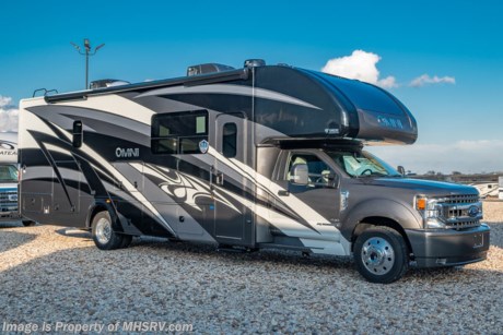 4-19-21 &lt;a href=&quot;http://www.mhsrv.com/thor-motor-coach/&quot;&gt;&lt;img src=&quot;http://www.mhsrv.com/images/sold-thor.jpg&quot; width=&quot;383&quot; height=&quot;141&quot; border=&quot;0&quot;&gt;&lt;/a&gt;  MSRP $226,268. New 2021 Thor Motor Coach Omni SV34 Super C is approximately 35 feet 6 inches in length with a full wall slide and is powered by the Ford&#174; 6.7L Power Stroke&#174; V8 turbo diesel engine with 330HP, 825 lb.-ft. torque and 10 speed transmission with selectable drive modes including Tow/Haul, Eco, Deep Sand/Snow. Also includes a SYNC 3 Enhanced Voice Recognition Communications and Entertainment System, 8&quot; Color LCD touchscreen with swiping capability, 911 assist, AppLink and smart-charging USB ports and navigation. New features for 2021 include general d&#233;cor updates throughout the coach, HDMI switcher on all TVs, solar charging system with power controller, lights now deploy in the arms of the Care Free awning, new grill, automatic head lights and the FordPass Connect 4G Wi-Fi modem.  This beautiful RV features the optional 4x4 chassis, and single child safety tether. The Omni Super C also features a 3 camera monitoring system, aluminum wheels, automatic leveling jacks, power patio awning with LED lighting, frameless windows, keyless entry, residential refrigerator, large OTR convection microwave, solid surface kitchen counter top, ball bearing drawer guides, king size bed, large TV in living area, exterior entertainment center with sound bar, 6KW Onan diesel generator with automatic generator start, multiplex wiring control system, tankless water heater, 1800-watt inverter and much more. For additional details on this unit and our entire inventory including brochures, window sticker, videos, photos, reviews &amp; testimonials as well as additional information about Motor Home Specialist and our manufacturers please visit us at MHSRV.com or call 800-335-6054. At Motor Home Specialist, we DO NOT charge any prep or orientation fees like you will find at other dealerships. All sale prices include a 200-point inspection, interior &amp; exterior wash, detail service and a fully automated high-pressure rain booth test and coach wash that is a standout service unlike that of any other in the industry. You will also receive a thorough coach orientation with an MHSRV technician, a night stay in our delivery park featuring landscaped and covered pads with full hook-ups and much more! Read Thousands upon Thousands of 5-Star Reviews at MHSRV.com and See What They Had to Say About Their Experience at Motor Home Specialist. WHY PAY MORE? WHY SETTLE FOR LESS?