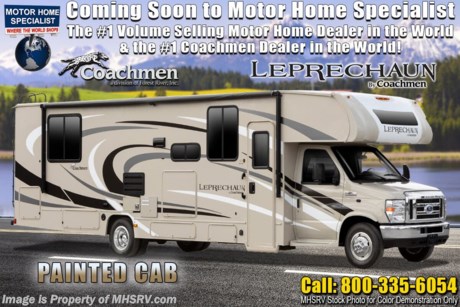 9/15/20 &lt;a href=&quot;http://www.mhsrv.com/coachmen-rv/&quot;&gt;&lt;img src=&quot;http://www.mhsrv.com/images/sold-coachmen.jpg&quot; width=&quot;383&quot; height=&quot;141&quot; border=&quot;0&quot;&gt;&lt;/a&gt;  MSRP $129,839. New 2021 Coachmen Leprechaun Model 319MB. This Luxury Class C RV measures approximately 32 feet 11 inches in length and rides on the Ford E-450 chassis. Motor Home Specialist includes the CRV Comfort Ride Premier Package option which features Bilstein front shocks (N/A on Chevy chassis), Firestone Ride-Rite adjustable rear air bags, stability control, dynamic balanced drive shaft system, heavy duty front and rear stabilizer bars that help to make the Leprechaun an amazingly comfortable ride. Additional options include the beautiful painted cab exterior, driver &amp; passenger swivel seats, electric fireplace, exterior camp kitchen, sideview cameras, dual A/C with 15K BTU in the front &amp; 11.5K BTU in the rear, exterior windshield cover, heated holding tank pads, aluminum rims, hydraulic leveling jacks, bedroom TV and DVD player, exterior entertainment center and a Wi-Fi Ranger. This amazing class C also features the Leprechaun Comfort and Convenience package that touch screen radio and backup monitor with CarPlay, convection microwave, upgraded mattress, 6 gallon electric &amp; gas water heater, heated and remote side mirrors, 2 tone seat covers, cab over &amp; bedroom power vent fan, dual coach batteries and slide-out awning toppers. For more complete details on this unit and our entire inventory including brochures, window sticker, videos, photos, reviews &amp; testimonials as well as additional information about Motor Home Specialist and our manufacturers please visit us at MHSRV.com or call 800-335-6054. At Motor Home Specialist, we DO NOT charge any prep or orientation fees like you will find at other dealerships. All sale prices include a 200-point inspection, interior &amp; exterior wash, detail service and a fully automated high-pressure rain booth test and coach wash that is a standout service unlike that of any other in the industry. You will also receive a thorough coach orientation with an MHSRV technician, an RV Starter&#39;s kit, a night stay in our delivery park featuring landscaped and covered pads with full hook-ups and much more! Read Thousands upon Thousands of 5-Star Reviews at MHSRV.com and See What They Had to Say About Their Experience at Motor Home Specialist. WHY PAY MORE?... WHY SETTLE FOR LESS?