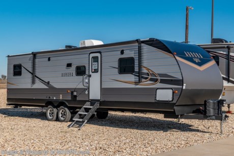 7-8-21 &lt;a href=&quot;http://www.mhsrv.com/travel-trailers/&quot;&gt;&lt;img src=&quot;http://www.mhsrv.com/images/sold-traveltrailer.jpg&quot; width=&quot;383&quot; height=&quot;141&quot; border=&quot;0&quot;&gt;&lt;/a&gt;  M.S.R.P. $41,106. The All-New 2021 Forest River Aurora 34BHTS Bunk Model is approximately 37 feet 9 inches in length and features (3) slide-outs, a large patio awning, and a spacious living area. Comfortability, usability, and quality were the core values when the Aurora was designed. This beautiful RV features the Designer Kitchen Package which includes a residential pull-down faucet, waterfall edge thermofoil countertops, deep basin farm style sink, sink covers, and a Furrion range oven with blue LED accent lighting and flush mounted glass top. Options include a power tongue jack, electric fireplace, LED TV, Queen bed IPO bunkroom/camp kitchen, 50 amp service and a second A/C prep. The Aurora also features an incredible list of standards that truly set it apart such as a 2-way Fantastic Fan, LED interior lighting, skylight above tub/shower, bedroom USB outlets, front diamond plate, 6 gallon electric &amp; gas water heater, Jiffy Sofa with flip-down arm rest, tongue and groove flooring, stereo with bluetooth and USB charging port, swing-arm TV bracket, upgraded in-wall speaker system, enclosed underbelly (N/A on non-slides), power awning with LED light strip, solid step at main entrance, stabilizer jacks, black tank flush, hot/cold outside shower, black aluminum fender skirts, radial tires with aluminum rims, premium outside speakers, XL grab handle at main entrance, spare tire and cover, and even back-up camera prep! For additional details on this unit and our entire inventory including brochures, window sticker, videos, photos, reviews &amp; testimonials as well as additional information about Motor Home Specialist and our manufacturers please visit us at MHSRV.com or call 800-335-6054. At Motor Home Specialist, we DO NOT charge any prep or orientation fees like you will find at other dealerships. All sale prices include a 200-point inspection, interior &amp; exterior wash, detail service and a fully automated high-pressure rain booth test and coach wash that is a standout service unlike that of any other in the industry. You will also receive a thorough coach orientation with an MHSRV technician, a night stay in our delivery park featuring landscaped and covered pads with full hook-ups and much more! Read Thousands upon Thousands of 5-Star Reviews at MHSRV.com and See What They Had to Say About Their Experience at Motor Home Specialist. WHY PAY MORE? WHY SETTLE FOR LESS?
