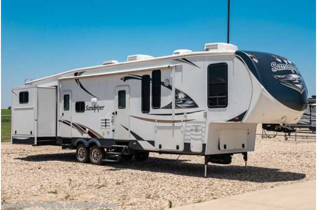 2014 Forest River Sandpiper 365SAQB Bath &amp; 1/2 W/ OH Loft, King Bed, Ext. Shower, &amp; 2 TVs