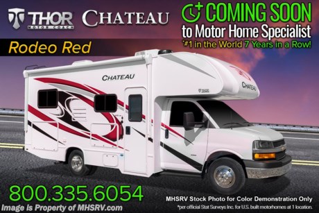 12/11/20 &lt;a href=&quot;http://www.mhsrv.com/thor-motor-coach/&quot;&gt;&lt;img src=&quot;http://www.mhsrv.com/images/sold-thor.jpg&quot; width=&quot;383&quot; height=&quot;141&quot; border=&quot;0&quot;&gt;&lt;/a&gt;  BEST PRICE @ MHSRV.com or Call 800-335-6054 - M.S.R.P. $92,748. While other dealers offer knock-off brand or &quot;Private Label&quot; Thor Motor Coach models, Motor Home Specialist remains the only Full-Line &quot;Real&quot; Thor Motor Coach dealership in the country. MHSRV is also the #1 selling TMC dealership in the world. No one will work harder to earn your business and our commitment to provide you an excellent sales and service experience is second to none. With that said, we highly recommend buying only Thor RVs that are recognized on the official Thor Motor Coach website regardless of where you and your family decide to purchase. Enjoy the benefits and access to the entire group of fully authorized TMC dealers nationwide. Also, when the time comes you can expect an almost certain higher appraisal value when selling or trading an official website recognized Thor RV. See them all at MHSRV.com. Compare &amp; save big on this well-appointed Thor Motor Coach Chateau 22E. Options not commonly found on the competition include an exterior entertainment center with built in TV, a 3-camera coach monitoring system, heated and power side view mirrors, 3-burner range with large oven, an upgraded 15K BTU A/C unit, an outside shower, heated holding tanks, a convenience package with valve stem extenders and keyless entry as-well-as the all-important child safety tether and cab-over child safety netting system. New features for the 2021 Chateau include the new dash stereo, all new exteriors, new flooring, decorative kitchen glass inserts, new valance &amp; headboards, LED taillights and much more. For additional details on this unit and our entire inventory including brochures, window sticker, videos, photos, reviews &amp; testimonials as well as additional information about Motor Home Specialist and our manufacturers please visit us at MHSRV.com or call 800-335-6054. At Motor Home Specialist, we DO NOT charge any prep or orientation fees like you will find at other dealerships. All sale prices include a 200-point inspection, interior &amp; exterior wash, detail service and a fully automated high-pressure rain booth test and coach wash that is a standout service unlike that of any other in the industry. You will also receive a thorough coach orientation with an MHSRV technician, a night stay in our delivery park featuring landscaped and covered pads with full hook-ups and much more! Read Thousands upon Thousands of 5-Star Reviews at MHSRV.com and See What They Had to Say About Their Experience at Motor Home Specialist. WHY PAY MORE? WHY SETTLE FOR LESS?