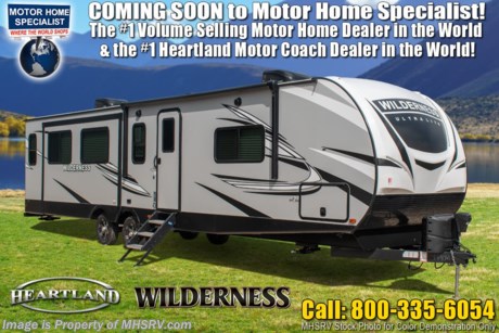 10/15/20 &lt;a href=&quot;http://www.mhsrv.com/travel-trailers/&quot;&gt;&lt;img src=&quot;http://www.mhsrv.com/images/sold-traveltrailer.jpg&quot; width=&quot;383&quot; height=&quot;141&quot; border=&quot;0&quot;&gt;&lt;/a&gt;  MSRP $47,777. The 2021 Heartland Wilderness travel trailer model 3375KL features 3 slide-outs, theater seating and a spacious living area. Optional equipment includes the Elite package, exterior grill, power tongue jack, power stabilizers, LED TV, central vacuum, free standing dinette, fireplace, 50 Amp service, 2nd A/C, and an upgraded main A/C. This travel trailer also features the Wilderness Lightweight package which includes ducted A/C with crowned roof, laminated sidewalls, deep bowl kitchen sink, double door refrigerator, skylight in shower, tinted safety windows, stabilizer jacks, leaf spring suspension, king bed, dual 20lb. LP tanks with auto changeover, power vent in bathroom, foot flush toilet, gas/electric water heater, under bed storage, indoor &amp; outdoor speakers, steel ball bearing drawer guides, Wide Trax axle system, bumper with hose storage, enclosed underbelly, black tank flush, solar prep, back-up camera prep and much more. For additional details on this unit and our entire inventory including brochures, window sticker, videos, photos, reviews &amp; testimonials as well as additional information about Motor Home Specialist and our manufacturers please visit us at MHSRV.com or call 800-335-6054. At Motor Home Specialist, we DO NOT charge any prep or orientation fees like you will find at other dealerships. All sale prices include a 200-point inspection, interior &amp; exterior wash, detail service and a fully automated high-pressure rain booth test and coach wash that is a standout service unlike that of any other in the industry. You will also receive a thorough coach orientation with an MHSRV technician, a night stay in our delivery park featuring landscaped and covered pads with full hook-ups and much more! Read Thousands upon Thousands of 5-Star Reviews at MHSRV.com and See What They Had to Say About Their Experience at Motor Home Specialist. WHY PAY MORE? WHY SETTLE FOR LESS?