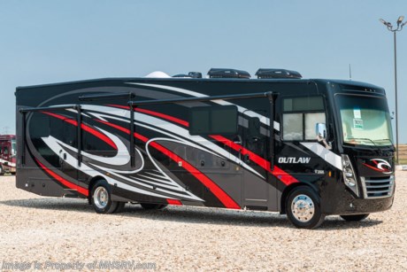 7-2-21 &lt;a href=&quot;http://www.mhsrv.com/thor-motor-coach/&quot;&gt;&lt;img src=&quot;http://www.mhsrv.com/images/sold-thor.jpg&quot; width=&quot;383&quot; height=&quot;141&quot; border=&quot;0&quot;&gt;&lt;/a&gt;  MSRP $232,351  New 2021 Thor Motor Coach Outlaw Toy Hauler model 38MB is approximately 39 feet 9 inches in length with 2 slide-out rooms, high polished aluminum wheels, residential refrigerator, electric rear patio awning, bug screen curtain in the garage, roller shades on the driver &amp; passenger windows, as well as drop down ramp door with spring assist &amp; railing for patio use. This beautiful new motorhome also features the new Ford chassis with 7.3L PFI V-8, 350HP, 468 ft. lbs. torque engine, a 6-speed TorqShift&#174; automatic transmission, an updated instrument cluster, automatic headlights and a tilt/telescoping steering wheel. Options include the beautiful full body exterior, leatherette jackknife sofas in garage and frameless dual pane windows. New features for 2021 include all new full body paint exteriors, general d&#233;cor updates throughout the coach, roller shade on the windshield, solar charging system with power controller and much more. The Outlaw toy hauler RV has an incredible list of standard features including beautiful wood &amp; interior decor packages, LED TVs, (3) A/C units, power patio awing with integrated LED lighting, dual side entrance doors, 1-piece windshield, a 5500 Onan generator, 3 camera monitoring system, automatic leveling system, Soft Touch leather furniture and day/night shades. For additional details on this unit and our entire inventory including brochures, window sticker, videos, photos, reviews &amp; testimonials as well as additional information about Motor Home Specialist and our manufacturers please visit us at MHSRV.com or call 800-335-6054. At Motor Home Specialist, we DO NOT charge any prep or orientation fees like you will find at other dealerships. All sale prices include a 200-point inspection, interior &amp; exterior wash, detail service and a fully automated high-pressure rain booth test and coach wash that is a standout service unlike that of any other in the industry. You will also receive a thorough coach orientation with an MHSRV technician, a night stay in our delivery park featuring landscaped and covered pads with full hook-ups and much more! Read Thousands upon Thousands of 5-Star Reviews at MHSRV.com and See What They Had to Say About Their Experience at Motor Home Specialist. WHY PAY MORE? WHY SETTLE FOR LESS?