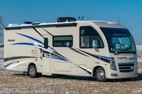 4/20/21 &lt;a href=&quot;http://www.mhsrv.com/thor-motor-coach/&quot;&gt;&lt;img src=&quot;http://www.mhsrv.com/images/sold-thor.jpg&quot; width=&quot;383&quot; height=&quot;141&quot; border=&quot;0&quot;&gt;&lt;/a&gt;  MSRP $131,829. New 2021 Thor Motor Coach Vegas RUV Model 27.7. This RV measures approximately 28 feet 6 inches in length and features a drop-down overhead loft, 2 slide-outs and a bedroom TV. The Vegas also features the new Ford E-Series chassis with a 7.3L V-8 engine with 350HP and a six speed automatic transmission. This beautiful RV features the optional 100W solar charging system with power controller, heated holding tanks and a power driver&#39;s seat. The Vegas also boasts an impressive list of standard features including the Winegard Connect 2.0 WiFi, rotary battery disconnect switch, adjustable shelving bracketry, BM Pro Multiplex system, power privacy shade on windshield, tankless water heater, touchscreen radio that features navigation and back-up monitor, frameless windows, heated remote exterior mirrors with integrated sideview cameras, lateral power patio awning with integrated LED lighting and much more. For additional details on this unit and our entire inventory including brochures, window sticker, videos, photos, reviews &amp; testimonials as well as additional information about Motor Home Specialist and our manufacturers please visit us at MHSRV.com or call 800-335-6054. At Motor Home Specialist, we DO NOT charge any prep or orientation fees like you will find at other dealerships. All sale prices include a 200-point inspection, interior &amp; exterior wash, detail service and a fully automated high-pressure rain booth test and coach wash that is a standout service unlike that of any other in the industry. You will also receive a thorough coach orientation with an MHSRV technician, a night stay in our delivery park featuring landscaped and covered pads with full hook-ups and much more! Read Thousands upon Thousands of 5-Star Reviews at MHSRV.com and See What They Had to Say About Their Experience at Motor Home Specialist. WHY PAY MORE? WHY SETTLE FOR LESS?
