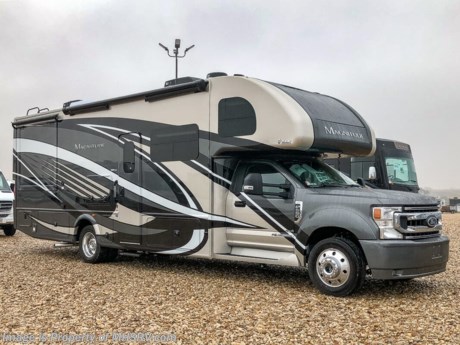 MSRP $225,818. New 2021 Thor Motor Coach Magnitude XG32 Super C is approximately 33 feet 6 inches in length with two slide outs and is powered by the Ford&#174; 6.7L Power Stroke&#174; V8 turbo diesel engine with 330HP, 825 lb.-ft. torque and 10 speed transmission with selectable drive modes including Tow/Haul, Eco, Deep Sand/Snow. Also includes a SYNC 3 Enhanced Voice Recognition Communications and Entertainment System, 8&quot; Color LCD touchscreen with swiping capability, 911 assist, AppLink and smart-charging USB ports and navigation. New features for 2021 include general d&#233;cor updates throughout the coach, HDMI switcher on all TVs, solar charging system with power controller, lights now deploy in the arms of the Care Free awning, new grill, automatic head lights and the FordPass Connect 4G Wi-Fi modem.  This beautiful RV also features the optional single child safety tether. The Magnitude Super C also features a 3 camera monitoring system, aluminum wheels, automatic leveling jacks, power patio awning with LED lighting, frameless windows, keyless entry, residential refrigerator, large OTR convection microwave, solid surface kitchen counter top, ball bearing drawer guides, king size bed, large TV in living area, exterior entertainment center with sound bar, 6KW Onan diesel generator with automatic generator start, multiplex wiring control system, tankless water heater, 1800-watt inverter and much more. For additional details on this unit and our entire inventory including brochures, window sticker, videos, photos, reviews &amp; testimonials as well as additional information about Motor Home Specialist and our manufacturers please visit us at MHSRV.com or call 800-335-6054. At Motor Home Specialist, we DO NOT charge any prep or orientation fees like you will find at other dealerships. All sale prices include a 200-point inspection, interior &amp; exterior wash, detail service and a fully automated high-pressure rain booth test and coach wash that is a standout service unlike that of any other in the industry. You will also receive a thorough coach orientation with an MHSRV technician, a night stay in our delivery park featuring landscaped and covered pads with full hook-ups and much more! Read Thousands upon Thousands of 5-Star Reviews at MHSRV.com and See What They Had to Say About Their Experience at Motor Home Specialist. WHY PAY MORE? WHY SETTLE FOR LESS?
