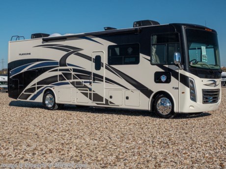 4-19-21 &lt;a href=&quot;http://www.mhsrv.com/thor-motor-coach/&quot;&gt;&lt;img src=&quot;http://www.mhsrv.com/images/sold-thor.jpg&quot; width=&quot;383&quot; height=&quot;141&quot; border=&quot;0&quot;&gt;&lt;/a&gt;  MSRP $166,051. New 2021 Thor Motor Coach Hurricane 34J Bunk Model is approximately 35 feet 7 inches in length with a driver&#39;s side full-wall slide, king size bed, exterior TV and automatic leveling jacks. Some of the many new features coming to the 2021 Hurricane include new exterior paint and graphics, general d&#233;cor updates, flat panel style cabinet doors, Serta Mattress, new front cap with accent lighting and much more. This beautiful new motorhome also features the new Ford chassis with 7.3L PFI V-8, 350HP, 468 ft. lbs. torque engine, a 6-speed TorqShift&#174; automatic transmission, an updated instrument cluster, automatic headlights and a tilt/telescoping steering wheel.  This motorhome inlcudes the MAX PACk which features a 22,000-lb Ford F53 chassis, 22.5&quot; tires, polished aluminum wheels and increased basement storage capacity. Options include the beautiful partial paint exterior, solar with power controller, and a single child safety tether. The Thor Motor Coach Hurricane RV also features tinted one piece windshield, multiple USB charging ports throughout, metal shelf brackets, backlit Firefly multiplex entry switch, Winegard ConnecT WiFi extender +4G, heated and enclosed underbelly, black tank flush, LED ceiling lighting, bedroom TV, LED running and marker lights, power driver&#39;s seat, power overhead loft, power patio awning with LED lighting, night shades, flush covered glass stovetop, refrigerator, microwave and much more. For additional details on this unit and our entire inventory including brochures, window sticker, videos, photos, reviews &amp; testimonials as well as additional information about Motor Home Specialist and our manufacturers please visit us at MHSRV.com or call 800-335-6054. At Motor Home Specialist, we DO NOT charge any prep or orientation fees like you will find at other dealerships. All sale prices include a 200-point inspection, interior &amp; exterior wash, detail service and a fully automated high-pressure rain booth test and coach wash that is a standout service unlike that of any other in the industry. You will also receive a thorough coach orientation with an MHSRV technician, a night stay in our delivery park featuring landscaped and covered pads with full hook-ups and much more! Read Thousands upon Thousands of 5-Star Reviews at MHSRV.com and See What They Had to Say About Their Experience at Motor Home Specialist. WHY PAY MORE? WHY SETTLE FOR LESS?