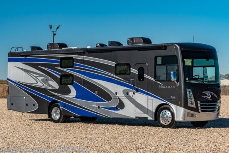 8-26-22 &lt;a href=&quot;http://www.mhsrv.com/thor-motor-coach/&quot;&gt;&lt;img src=&quot;http://www.mhsrv.com/images/sold-thor.jpg&quot; width=&quot;383&quot; height=&quot;141&quot; border=&quot;0&quot;&gt;&lt;/a&gt;  The New 2021 Thor Motor Coach Miramar 37.1 2 Full Bath Bunk Model class A gas motor home measures approximately 38 feet 11 inches in length featuring 3 slides, king size Tilt-A-View bed, high polished aluminum wheels and automatic leveling system with touch pad controls. New features for the 2021 Miramar include new graphics, exterior graphics, general d&#233;cor updates, home theater seats now have a fully recline mechanism, 100-watt solar charging system with power controller, black finished interior panels on the baggage doors, more under cover lighting on the Carefree awning and much more. This amazing RV also features the updated Ford chassis, 7.3L V8 engine, updated instrument cluster, automatic headlights, steering wheel with tilt/telescoping steering column and hill start assist. This beautiful RV features the optional full body paint exterior, electric fireplace w/ remote control, and frameless dual pane windows. The Thor Motor Coach Miramar also features one of the most impressive lists of standard equipment in the RV industry including a power patio awning with LED lights, Firefly Multiplex Wiring Control System, 84” interior heights, raised panel cabinet doors, convection microwave, frameless windows, slide-out room awning toppers, heated/remote exterior mirrors with integrated side view cameras, side hinged baggage doors, heated and enclosed holding tanks, residential refrigerator, Onan generator, water heater, pass-thru storage, roof ladder, one-piece windshield, bedroom TV, 50 amp service, emergency start switch, electric entrance steps, power privacy shade, soft touch vinyl ceilings, glass door shower and much more. For additional details on this unit and our entire inventory including brochures, window sticker, videos, photos, reviews &amp; testimonials as well as additional information about Motor Home Specialist and our manufacturers please visit us at MHSRV.com or call 800-335-6054. At Motor Home Specialist, we DO NOT charge any prep or orientation fees like you will find at other dealerships. All sale prices include a 200-point inspection, interior &amp; exterior wash, detail service and a fully automated high-pressure rain booth test and coach wash that is a standout service unlike that of any other in the industry. You will also receive a thorough coach orientation with an MHSRV technician, a night stay in our delivery park featuring landscaped and covered pads with full hook-ups and much more! Read Thousands upon Thousands of 5-Star Reviews at MHSRV.com and See What They Had to Say About Their Experience at Motor Home Specialist. WHY PAY MORE? WHY SETTLE FOR LESS?