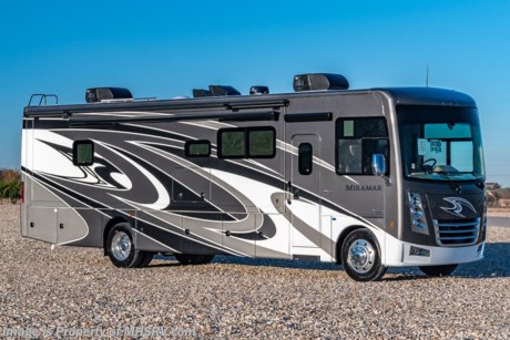 4-19-21 &lt;a href=&quot;http://www.mhsrv.com/thor-motor-coach/&quot;&gt;&lt;img src=&quot;http://www.mhsrv.com/images/sold-thor.jpg&quot; width=&quot;383&quot; height=&quot;141&quot; border=&quot;0&quot;&gt;&lt;/a&gt;  MSRP $209,656. New 2021 Thor Motor Coach Miramar 35.2 RV measures approximately 35 feet 10 inches in length and features 2 slide-out rooms, a king size Tilt-A-View bed, high polished aluminum wheels and automatic leveling system with touch pad controls. A few of the new features found on the 2021 Miramar include new exterior graphics, interior d&#233;cors, solar charging system with power controller, black finished interior panels on the baggage doors and more under cover lighting on the Carefree awning. This beautiful new RV also features the new Ford chassis with 7.3L PFI V-8, 350HP, 468 ft. lbs. torque engine, a 6-speed TorqShift&#174; automatic transmission, an updated instrument cluster, automatic headlights and a tilt/telescoping steering wheel. Options include the beautiful full body paint exterior and dual pane windows. The Thor Motor Coach Miramar also features one of the most impressive lists of standard equipment in the RV industry including a power patio awning with LED lights, Firefly Multiplex Wiring Control System, 84” interior heights, beautiful upgraded cabinet doors, convection microwave, frameless windows, slide-out room awning toppers, heated/remote exterior mirrors with integrated side view cameras, side hinged baggage doors, heated and enclosed holding tanks, residential refrigerator, Onan generator, water heater, pass-thru storage, roof ladder, one-piece windshield, bedroom TV, 50 amp service, emergency start switch, electric entrance steps, power privacy shade, soft touch vinyl ceilings, glass door shower and much more. For complete details on this unit and our entire inventory including brochures, window sticker, videos, photos, reviews &amp; testimonials as well as additional information about Motor Home Specialist and our manufacturers please visit us at MHSRV.com or call 800-335-6054. At Motor Home Specialist, we DO NOT charge any prep or orientation fees like you will find at other dealerships. All sale prices include a 200-point inspection, interior &amp; exterior wash, detail service and a fully automated high-pressure rain booth test and coach wash that is a standout service unlike that of any other in the industry. You will also receive a thorough coach orientation with an MHSRV technician, a night stay in our delivery park featuring landscaped and covered pads with full hook-ups and much more! Read Thousands upon Thousands of 5-Star Reviews at MHSRV.com and See What They Had to Say About Their Experience at Motor Home Specialist. WHY PAY MORE?... WHY SETTLE FOR LESS?