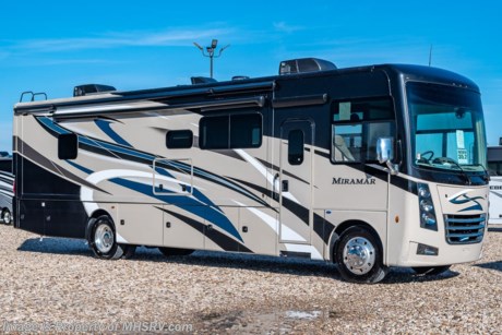 9/20/21  &lt;a href=&quot;http://www.mhsrv.com/thor-motor-coach/&quot;&gt;&lt;img src=&quot;http://www.mhsrv.com/images/sold-thor.jpg&quot; width=&quot;383&quot; height=&quot;141&quot; border=&quot;0&quot;&gt;&lt;/a&gt;  New 2021 Thor Motor Coach Miramar 35.2 RV measures approximately 35 feet 10 inches in length and features 2 slide-out rooms, a king size Tilt-A-View bed, high polished aluminum wheels and automatic leveling system with touch pad controls. A few of the new features found on the 2021 Miramar include new exterior graphics, interior d&#233;cors, solar charging system with power controller, black finished interior panels on the baggage doors and more under cover lighting on the Carefree awning. This beautiful new RV also features the new Ford chassis with 7.3L PFI V-8, 350HP, 468 ft. lbs. torque engine, a 6-speed TorqShift&#174; automatic transmission, an updated instrument cluster, automatic headlights and a tilt/telescoping steering wheel. Options include the beautiful partial paint exterior. The Thor Motor Coach Miramar also features one of the most impressive lists of standard equipment in the RV industry including a power patio awning with LED lights, Firefly Multiplex Wiring Control System, 84” interior heights, beautiful upgraded cabinet doors, convection microwave, frameless windows, slide-out room awning toppers, heated/remote exterior mirrors with integrated side view cameras, side hinged baggage doors, heated and enclosed holding tanks, residential refrigerator, Onan generator, water heater, pass-thru storage, roof ladder, one-piece windshield, bedroom TV, 50 amp service, emergency start switch, electric entrance steps, power privacy shade, soft touch vinyl ceilings, glass door shower and much more. For complete details on this unit and our entire inventory including brochures, window sticker, videos, photos, reviews &amp; testimonials as well as additional information about Motor Home Specialist and our manufacturers please visit us at MHSRV.com or call 800-335-6054. At Motor Home Specialist, we DO NOT charge any prep or orientation fees like you will find at other dealerships. All sale prices include a 200-point inspection, interior &amp; exterior wash, detail service and a fully automated high-pressure rain booth test and coach wash that is a standout service unlike that of any other in the industry. You will also receive a thorough coach orientation with an MHSRV technician, a night stay in our delivery park featuring landscaped and covered pads with full hook-ups and much more! Read Thousands upon Thousands of 5-Star Reviews at MHSRV.com and See What They Had to Say About Their Experience at Motor Home Specialist. WHY PAY MORE?... WHY SETTLE FOR LESS?