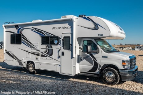 6/14/21   &lt;a href=&quot;http://www.mhsrv.com/thor-motor-coach/&quot;&gt;&lt;img src=&quot;http://www.mhsrv.com/images/sold-thor.jpg&quot; width=&quot;383&quot; height=&quot;141&quot; border=&quot;0&quot;&gt;&lt;/a&gt;   MSRP $106,844. The new 2021 Thor Motor Coach Four Winds Class C RV 25V is approximately 26 feet 5 inches in length featuring the new Ford chassis with a 7.3L V8 engine, 350HP and 468lb-ft of torque. New features for the 2021 Four Winds a new dash stereo, all new exteriors, new flooring, decorative kitchen glass inserts, new valance &amp; headboards, LED taillights and much more. Additional options include electric stabilizing system, heated remote exterior mirrors with side cameras, leatherette driver/passenger chairs, cockpit carpet mat, keyless cab entry, valve stem extenders, dash applique, cab-over safety net, single child safety tether, 3 burner range with oven and glass cover, convection microwave, bedroom TV, exterior entertainment center, upgraded A/C, second auxiliary battery, solar charging system w/ power controller, outside shower, and holding tanks with heat pads. The Four Winds RV has an incredible list of standard features including power windows and locks, power patio awning with integrated LED lighting, roof ladder, in-dash media center AM/FM &amp; Bluetooth, power vent in bath, skylight above shower, Onan generator, cab A/C and so much more. For additional details on this unit and our entire inventory including brochures, window sticker, videos, photos, reviews &amp; testimonials as well as additional information about Motor Home Specialist and our manufacturers please visit us at MHSRV.com or call 800-335-6054. At Motor Home Specialist, we DO NOT charge any prep or orientation fees like you will find at other dealerships. All sale prices include a 200-point inspection, interior &amp; exterior wash, detail service and a fully automated high-pressure rain booth test and coach wash that is a standout service unlike that of any other in the industry. You will also receive a thorough coach orientation with an MHSRV technician, a night stay in our delivery park featuring landscaped and covered pads with full hook-ups and much more! Read Thousands upon Thousands of 5-Star Reviews at MHSRV.com and See What They Had to Say About Their Experience at Motor Home Specialist. WHY PAY MORE? WHY SETTLE FOR LESS?