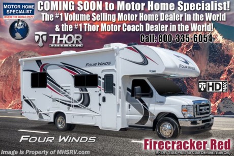 12/11/20 &lt;a href=&quot;http://www.mhsrv.com/thor-motor-coach/&quot;&gt;&lt;img src=&quot;http://www.mhsrv.com/images/sold-thor.jpg&quot; width=&quot;383&quot; height=&quot;141&quot; border=&quot;0&quot;&gt;&lt;/a&gt;  MSRP $109,581. The new 2021 Thor Motor Coach Four Winds Class C RV 24F is approximately 24 feet 11 inches in length featuring the new Ford chassis with a 7.3L V8 engine, 350HP and 468lb-ft of torque. New features for the 2021 Four Winds a new dash stereo, all new exteriors, new flooring, decorative kitchen glass inserts, new valance &amp; headboards, LED taillights and much more. Additional options include Home Collection, heated remote exterior mirrors with side cameras, leatherette driver/passenger chairs, cockpit carpet mat, keyless cab entry, valve stem extenders, dash applique, cab-over safety net, single child safety tether, 3 burner range with oven and glass cover, convection microwave, bedroom TV, exterior entertainment center, upgraded A/C, second auxiliary battery, solar cgarging system w/ power controller, outside shower, and holding tanks with heat pads. The Four Winds RV has an incredible list of standard features including power windows and locks, power patio awning with integrated LED lighting, roof ladder, in-dash media center AM/FM &amp; Bluetooth, power vent in bath, skylight above shower, Onan generator, cab A/C and so much more. For additional details on this unit and our entire inventory including brochures, window sticker, videos, photos, reviews &amp; testimonials as well as additional information about Motor Home Specialist and our manufacturers please visit us at MHSRV.com or call 800-335-6054. At Motor Home Specialist, we DO NOT charge any prep or orientation fees like you will find at other dealerships. All sale prices include a 200-point inspection, interior &amp; exterior wash, detail service and a fully automated high-pressure rain booth test and coach wash that is a standout service unlike that of any other in the industry. You will also receive a thorough coach orientation with an MHSRV technician, a night stay in our delivery park featuring landscaped and covered pads with full hook-ups and much more! Read Thousands upon Thousands of 5-Star Reviews at MHSRV.com and See What They Had to Say About Their Experience at Motor Home Specialist. WHY PAY MORE? WHY SETTLE FOR LESS?