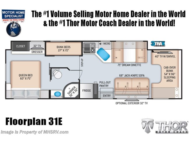 Floorplan of 2021 Thor Motor Coach Four Winds 31E