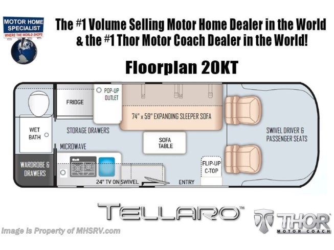 Floorplan of 2021 Thor Motor Coach Tellaro 20KT