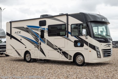 4-19-21 &lt;a href=&quot;http://www.mhsrv.com/thor-motor-coach/&quot;&gt;&lt;img src=&quot;http://www.mhsrv.com/images/sold-thor.jpg&quot; width=&quot;383&quot; height=&quot;141&quot; border=&quot;0&quot;&gt;&lt;/a&gt;  MSRP $132,098. New 2021 Thor Motor Coach A.C.E. Model 27.2 is approximately 28 feet 9 inches in length and rides on Fords new chassis featuring a 7.3L PFI V-8, 350HP, 468 ft. lbs. torque engine, a 6-speed TorqShift&#174; automatic transmission, an updated instrument cluster, automatic headlights and a tilt/telescoping steering wheel. A few additional new features for 2021 include 2 new partial paint exterior options, general d&#233;cor updates throughout, upgraded radio with Apple CarPlay &amp; Android Auto, Serta mattress, LED rear taillights and much more. Options include the beautiful partial paint exterior, Home Collection decor, solar charging system with power controller and a single child safety tether. The A.C.E. also features a drop down overhead loft, multiple USB charging ports throughout, Winegard ConnecT Wifi extender + 4G, bedroom TV, exterior entertainment center, attic fans, black tank flush, second auxiliary battery, power side mirrors with integrated side view cameras, a mud-room, roof ladder, generator, electric patio awning with integrated LED lights, stainless steel wheel liners, hitch, valve stem extenders, refrigerator, microwave, water heater, one-piece windshield with &quot;20/20 vision&quot; front cap that helps eliminate heat and sunlight from getting into the drivers vision, cockpit mirrors, slide-out workstation in the dash, floor level cockpit window for better visibility while turning and a &quot;below floor&quot; furnace and water heater helping keep the noise to an absolute minimum and the exhaust away from the kids and pets.  For additional details on this unit and our entire inventory including brochures, window sticker, videos, photos, reviews &amp; testimonials as well as additional information about Motor Home Specialist and our manufacturers please visit us at MHSRV.com or call 800-335-6054. At Motor Home Specialist, we DO NOT charge any prep or orientation fees like you will find at other dealerships. All sale prices include a 200-point inspection, interior &amp; exterior wash, detail service and a fully automated high-pressure rain booth test and coach wash that is a standout service unlike that of any other in the industry. You will also receive a thorough coach orientation with an MHSRV technician, a night stay in our delivery park featuring landscaped and covered pads with full hook-ups and much more! Read Thousands upon Thousands of 5-Star Reviews at MHSRV.com and See What They Had to Say About Their Experience at Motor Home Specialist. WHY PAY MORE? WHY SETTLE FOR LESS?