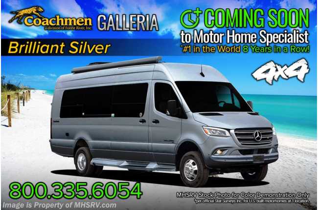 2023 Coachmen Galleria 24FL 4x4 Sprinter Diesel W/ 20K BTU A/C, Solar, Alum Rims, Sumo Springs