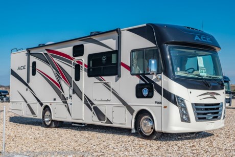 9/20/21  &lt;a href=&quot;http://www.mhsrv.com/thor-motor-coach/&quot;&gt;&lt;img src=&quot;http://www.mhsrv.com/images/sold-thor.jpg&quot; width=&quot;383&quot; height=&quot;141&quot; border=&quot;0&quot;&gt;&lt;/a&gt;  MSRP $143,048. New 2021 Thor Motor Coach A.C.E. Model 32.3 Bunk Model is approximately 33 feet 5 inches in length and rides on Fords new chassis featuring a 7.3L PFI V-8, 350HP, 468 ft. lbs. torque engine, a 6-speed TorqShift&#174; automatic transmission, an updated instrument cluster, automatic headlights and a tilt/telescoping steering wheel. A few additional new features for 2021 include 2 new partial paint exterior options, general d&#233;cor updates throughout, upgraded radio with Apple CarPlay &amp; Android Auto, Serta mattress, LED rear taillights and much more. Options include the beautiful partial paint exterior, solar charging system with power controller, Home Collection decor and a single child safety tether. The A.C.E. also features a drop down overhead loft, multiple USB charging ports throughout, Winegard ConnecT Wifi extender + 4G, bedroom TV, exterior entertainment center, attic fans, black tank flush, second auxiliary battery, power side mirrors with integrated side view cameras, a mud-room, roof ladder, generator, electric patio awning with integrated LED lights, stainless steel wheel liners, hitch, valve stem extenders, refrigerator, microwave, water heater, one-piece windshield with &quot;20/20 vision&quot; front cap that helps eliminate heat and sunlight from getting into the drivers vision, cockpit mirrors, slide-out workstation in the dash, floor level cockpit window for better visibility while turning and a &quot;below floor&quot; furnace and water heater helping keep the noise to an absolute minimum and the exhaust away from the kids and pets.  For additional details on this unit and our entire inventory including brochures, window sticker, videos, photos, reviews &amp; testimonials as well as additional information about Motor Home Specialist and our manufacturers please visit us at MHSRV.com or call 800-335-6054. At Motor Home Specialist, we DO NOT charge any prep or orientation fees like you will find at other dealerships. All sale prices include a 200-point inspection, interior &amp; exterior wash, detail service and a fully automated high-pressure rain booth test and coach wash that is a standout service unlike that of any other in the industry. You will also receive a thorough coach orientation with an MHSRV technician, a night stay in our delivery park featuring landscaped and covered pads with full hook-ups and much more! Read Thousands upon Thousands of 5-Star Reviews at MHSRV.com and See What They Had to Say About Their Experience at Motor Home Specialist. WHY PAY MORE? WHY SETTLE FOR LESS?