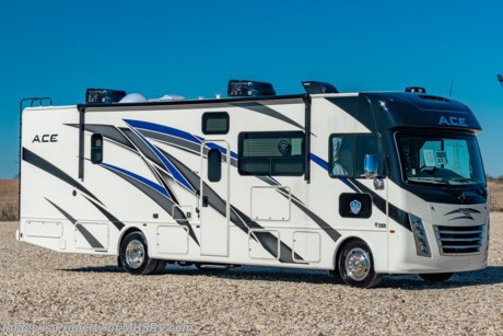 7-1-21 &lt;a href=&quot;http://www.mhsrv.com/thor-motor-coach/&quot;&gt;&lt;img src=&quot;http://www.mhsrv.com/images/sold-thor.jpg&quot; width=&quot;383&quot; height=&quot;141&quot; border=&quot;0&quot;&gt;&lt;/a&gt;  MSRP $142,673. New 2021 Thor Motor Coach A.C.E. Model 32.3 Bunk Model is approximately 33 feet 5 inches in length and rides on Fords new chassis featuring a 7.3L PFI V-8, 350HP, 468 ft. lbs. torque engine, a 6-speed TorqShift&#174; automatic transmission, an updated instrument cluster, automatic headlights and a tilt/telescoping steering wheel. A few additional new features for 2021 include 2 new partial paint exterior options, general d&#233;cor updates throughout, upgraded radio with Apple CarPlay &amp; Android Auto, Serta mattress, LED rear taillights and much more. Options include the beautiful partial paint exterior, solar charging system with power controller, and a single child safety tether. The A.C.E. also features a drop down overhead loft, multiple USB charging ports throughout, Winegard ConnecT Wifi extender + 4G, bedroom TV, exterior entertainment center, attic fans, black tank flush, second auxiliary battery, power side mirrors with integrated side view cameras, a mud-room, roof ladder, generator, electric patio awning with integrated LED lights, stainless steel wheel liners, hitch, valve stem extenders, refrigerator, microwave, water heater, one-piece windshield with &quot;20/20 vision&quot; front cap that helps eliminate heat and sunlight from getting into the drivers vision, cockpit mirrors, slide-out workstation in the dash, floor level cockpit window for better visibility while turning and a &quot;below floor&quot; furnace and water heater helping keep the noise to an absolute minimum and the exhaust away from the kids and pets.  For additional details on this unit and our entire inventory including brochures, window sticker, videos, photos, reviews &amp; testimonials as well as additional information about Motor Home Specialist and our manufacturers please visit us at MHSRV.com or call 800-335-6054. At Motor Home Specialist, we DO NOT charge any prep or orientation fees like you will find at other dealerships. All sale prices include a 200-point inspection, interior &amp; exterior wash, detail service and a fully automated high-pressure rain booth test and coach wash that is a standout service unlike that of any other in the industry. You will also receive a thorough coach orientation with an MHSRV technician, a night stay in our delivery park featuring landscaped and covered pads with full hook-ups and much more! Read Thousands upon Thousands of 5-Star Reviews at MHSRV.com and See What They Had to Say About Their Experience at Motor Home Specialist. WHY PAY MORE? WHY SETTLE FOR LESS?