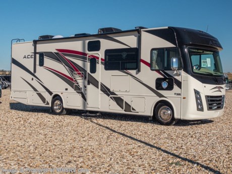 4-19-21 &lt;a href=&quot;http://www.mhsrv.com/thor-motor-coach/&quot;&gt;&lt;img src=&quot;http://www.mhsrv.com/images/sold-thor.jpg&quot; width=&quot;383&quot; height=&quot;141&quot; border=&quot;0&quot;&gt;&lt;/a&gt;  MSRP $142,673. New 2021 Thor Motor Coach A.C.E. Model 32.3 Bunk Model is approximately 33 feet 5 inches in length and rides on Fords new chassis featuring a 7.3L PFI V-8, 350HP, 468 ft. lbs. torque engine, a 6-speed TorqShift&#174; automatic transmission, an updated instrument cluster, automatic headlights and a tilt/telescoping steering wheel. A few additional new features for 2021 include 2 new partial paint exterior options, general d&#233;cor updates throughout, upgraded radio with Apple CarPlay &amp; Android Auto, Serta mattress, LED rear taillights and much more. Options include the beautiful partial paint exterior, solar charging system with power controller, and a single child safety tether. The A.C.E. also features a drop down overhead loft, multiple USB charging ports throughout, Winegard ConnecT Wifi extender + 4G, bedroom TV, exterior entertainment center, attic fans, black tank flush, second auxiliary battery, power side mirrors with integrated side view cameras, a mud-room, roof ladder, generator, electric patio awning with integrated LED lights, stainless steel wheel liners, hitch, valve stem extenders, refrigerator, microwave, water heater, one-piece windshield with &quot;20/20 vision&quot; front cap that helps eliminate heat and sunlight from getting into the drivers vision, cockpit mirrors, slide-out workstation in the dash, floor level cockpit window for better visibility while turning and a &quot;below floor&quot; furnace and water heater helping keep the noise to an absolute minimum and the exhaust away from the kids and pets.  For additional details on this unit and our entire inventory including brochures, window sticker, videos, photos, reviews &amp; testimonials as well as additional information about Motor Home Specialist and our manufacturers please visit us at MHSRV.com or call 800-335-6054. At Motor Home Specialist, we DO NOT charge any prep or orientation fees like you will find at other dealerships. All sale prices include a 200-point inspection, interior &amp; exterior wash, detail service and a fully automated high-pressure rain booth test and coach wash that is a standout service unlike that of any other in the industry. You will also receive a thorough coach orientation with an MHSRV technician, a night stay in our delivery park featuring landscaped and covered pads with full hook-ups and much more! Read Thousands upon Thousands of 5-Star Reviews at MHSRV.com and See What They Had to Say About Their Experience at Motor Home Specialist. WHY PAY MORE? WHY SETTLE FOR LESS?
