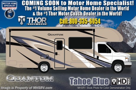 3/9/21 &lt;a href=&quot;http://www.mhsrv.com/thor-motor-coach/&quot;&gt;&lt;img src=&quot;http://www.mhsrv.com/images/sold-thor.jpg&quot; width=&quot;383&quot; height=&quot;141&quot; border=&quot;0&quot;&gt;&lt;/a&gt;  MSRP $130,787. New 2021 Thor Motor Coach Quantum KW29 Class C RV is approximately 30 feet 11 inches in length with two slides and a Ford E-450 chassis. New features for 2021 include new exterior designs, new decorative kitchen glass, LED tail-lights, interior design updates much more. Options include the Platinum package which features the touchscreen dash radio, back-up monitor, stainless steel wheel liners, solid surface kitchen counter-top, premium window privacy shades, exterior shower. Additional options include the beautiful HD-Max exterior, power driver&#39;s seat, cab-over child safety net, 3 burner range with oven and glass cover, convection microwave, leatherette theater seats, solar charging system with controller, and (2) roof A/Cs. The Quantum luxury Class C RV has an incredible list of standard features including beautiful hardwood cabinets, a cabover loft with skylight (N/A with cabover entertainment center), dash applique, power windows and locks, power patio awning with integrated LED lighting, roof ladder, in-dash media center, Onan generator, cab A/C, battery disconnect switch and much more. For additional details on this unit and our entire inventory including brochures, window sticker, videos, photos, reviews &amp; testimonials as well as additional information about Motor Home Specialist and our manufacturers please visit us at MHSRV.com or call 800-335-6054. At Motor Home Specialist, we DO NOT charge any prep or orientation fees like you will find at other dealerships. All sale prices include a 200-point inspection, interior &amp; exterior wash, detail service and a fully automated high-pressure rain booth test and coach wash that is a standout service unlike that of any other in the industry. You will also receive a thorough coach orientation with an MHSRV technician, a night stay in our delivery park featuring landscaped and covered pads with full hook-ups and much more! Read Thousands upon Thousands of 5-Star Reviews at MHSRV.com and See What They Had to Say About Their Experience at Motor Home Specialist. WHY PAY MORE? WHY SETTLE FOR LESS?