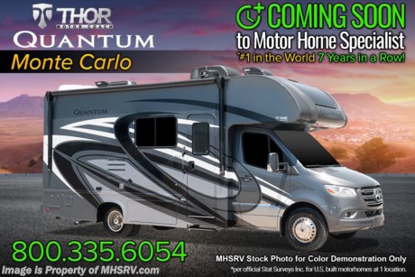 3/9/21 &lt;a href=&quot;http://www.mhsrv.com/thor-motor-coach/&quot;&gt;&lt;img src=&quot;http://www.mhsrv.com/images/sold-thor.jpg&quot; width=&quot;383&quot; height=&quot;141&quot; border=&quot;0&quot;&gt;&lt;/a&gt;  MSRP $141,542. The new 2021 Quantum RV Model CR24 is approximately 25 feet 8 inches in length with a full-wall slide, electric stabilizing system, instant tankless water heater, 3.0L V6 Mercedes engine with 188HP and a Mercedes Benz Sprinter chassis. New features for 2021 include all new HD-Max &amp; full body paint exteriors, general interior design upgrades, decorative kitchen glass inserts in the cabinet doors, LED taillights, a standard solar panel added to all floorplans and much more. Options include the Platinum package which features a touchscreen dash radio, back-up monitor, stainless steel wheel liners, solid surface kitchen countertop, premium window privacy roller shades and an exterior shower. Additional options include the beautiful full body paint exterior,  maple hardwood cabinets, cabover child safety net, attic fan in the overhead bunk and an upgraded 15.0 BTU A/C. The Quantum Sprinter RV has an incredible list of standard features including deluxe heated/remote exterior mirrors, double door refrigerator, 3 burner cooktop, convection microwave, fiberglass front cap with skylight, power patio awning with LED lighting, roof ladder, exterior grab handle, electric entry step, keyless entry system, dash applique, LED lighting, full extension metal ball-bearing drawer guides, exterior shower and much more. For additional details on this unit and our entire inventory including brochures, window sticker, videos, photos, reviews &amp; testimonials as well as additional information about Motor Home Specialist and our manufacturers please visit us at MHSRV.com or call 800-335-6054. At Motor Home Specialist, we DO NOT charge any prep or orientation fees like you will find at other dealerships. All sale prices include a 200-point inspection, interior &amp; exterior wash, detail service and a fully automated high-pressure rain booth test and coach wash that is a standout service unlike that of any other in the industry. You will also receive a thorough coach orientation with an MHSRV technician, a night stay in our delivery park featuring landscaped and covered pads with full hook-ups and much more! Read Thousands upon Thousands of 5-Star Reviews at MHSRV.com and See What They Had to Say About Their Experience at Motor Home Specialist. WHY PAY MORE? WHY SETTLE FOR LESS?