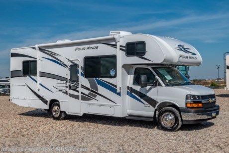 4-9-22 MSRP $119,615. Home Collection™ Edition. All New 2022 Thor Motor Coach Four Winds&#174; 28A. This affordable, full-size luxury Class C RV floorplan is now available for the first time at Motor Home Specialist. It measures approximately 30 feet 3 inches in length providing a tremendous amount of sleeping, dining and living space while still remaining compact enough for most any state park and exceptional maneuverability even for first time RVers! This specially ordered unit features the Chevrolet&#174; 4500 Series chassis with a 6.0L Vortec&#174; V8 engine with 323HP and 373lb-ft of torque along with Chevrolet’s extra-large cab providing incomparable driver and passenger comfort and leg room. Additional special ordered options include upgraded leatherette captain’s chairs, heated remote exterior mirrors with integrated side-view cameras, child safety tether, second aux battery, cab-over child safety net, keyless entry, valve stem extensions, upgraded 3-burner cooktop with oven and glass cover, convection microwave oven, an upgraded and ducted 15.0 BTU A/C unit, an outside shower along with heated holding tank pads that make the 28A a great RV for both summer and winter vacations! Additional features and construction highlights include an Onan&#174; 4000 Series generator, 84 inch ceiling heights, an extra-large 39 inch LED TV on swivel, 12V outlet in the bedroom for CPAP, USB ports, large refrigerator, stainless steel wheel liners, Wingard&#174; ConnecT™ WiFi / 4G / TV antenna, Vacu-Bond&#174; laminated roof, walls and floor, a one-piece fiberglass front cap, Thor’s MEGA-Storage&#174; exterior compartment and portable table, lighted Rotocast storage compartments, power patio awning with integrated LED lighting, touchscreen dash radio with back-up monitor, living area speaker tied into dash radio, running boards, LED taillights, emergency start switch, solar prep, residential flooring, LED interior lighting, cab-over sleeping area with cup holders and bunk ladder, leatherette jack-knife sofa/sleeper, privacy shades, full extension drawer glides, queen size master bed with designer bedspread and shams, gas and electric water heater and a premium leatherette Dream Dinette&#174;. For additional details on this unit and our entire inventory including brochures, window sticker, videos, photos, reviews and testimonials as well as additional information about Motor Home Specialist and our manufacturers please visit us at MHSRV.com or call 800-335-6054. At Motor Home Specialist, we DO NOT charge any prep or orientation fees like you will find at other dealerships. All sale prices include a 200-point inspection, interior &amp; exterior wash, detail service and a fully automated high-pressure rain booth test and coach wash that is a standout service unlike that of any other in the industry. You will also receive a thorough coach orientation with an MHSRV technician, a night stay in our delivery park featuring landscaped and covered pads with full hook-ups and much more! Read thousands-upon-thousands of 5-Star reviews at MHSRV.com and see what they had to say about their experience at Motor Home Specialist. WHY PAY MORE? WHY SETTLE FOR LESS?