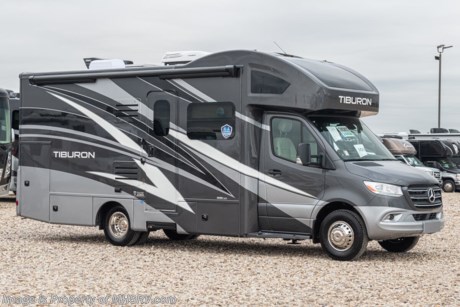 4-19-21 &lt;a href=&quot;http://www.mhsrv.com/thor-motor-coach/&quot;&gt;&lt;img src=&quot;http://www.mhsrv.com/images/sold-thor.jpg&quot; width=&quot;383&quot; height=&quot;141&quot; border=&quot;0&quot;&gt;&lt;/a&gt; MSRP $173,806. New 2021 Thor Motor Coach Tiburon Mercedes Diesel Sprinter Model 24RW. This Luxury RV measures approximately 25 feet 8 inches in length and rides on the premier Mercedes Benz Sprinter chassis equipped with an Active Braking Assist system, Attention Assist, Active Lane Assist, a Wet Wiper System and Distance Regulator Distronic Plus. You will also find a tank-less water heater, an Onan generator and the ultra-high-line cabinetry from TMC that set this coach apart from the competition! Optional equipment includes the beautiful full-body paint exterior, auto leveling jacks w/ touch pad controls, 3.2KW Onan diesel generator, and a low profile 15K A/C. The all new Tiburon Sprinter also features a 5,000 lb. hitch, fiberglass front cap with skylight, an armless power patio awning with integrated LED lighting, frameless windows, a multimedia dash radio with Bluetooth and navigation, heated &amp; remote exterior mirrors, back up system, swivel captain’s chairs, full extension metal ball-bearing drawer guides, Rapid Camp+, holding tanks with heat pads and much more. For more complete details on this unit and our entire inventory including brochures, window sticker, videos, photos, reviews &amp; testimonials as well as additional information about Motor Home Specialist and our manufacturers please visit us at MHSRV.com or call 800-335-6054. At Motor Home Specialist, we DO NOT charge any prep or orientation fees like you will find at other dealerships. All sale prices include a 200-point inspection, interior &amp; exterior wash, detail service and a fully automated high-pressure rain booth test and coach wash that is a standout service unlike that of any other in the industry. You will also receive a thorough coach orientation with an MHSRV technician, an RV Starter&#39;s kit, a night stay in our delivery park featuring landscaped and covered pads with full hook-ups and much more! Read Thousands upon Thousands of 5-Star Reviews at MHSRV.com and See What They Had to Say About Their Experience at Motor Home Specialist. WHY PAY MORE? WHY SETTLE FOR LESS?
