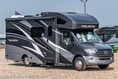 7-2-21 &lt;a href=&quot;http://www.mhsrv.com/thor-motor-coach/&quot;&gt;&lt;img src=&quot;http://www.mhsrv.com/images/sold-thor.jpg&quot; width=&quot;383&quot; height=&quot;141&quot; border=&quot;0&quot;&gt;&lt;/a&gt;  MSRP $171,324. New 2021 Thor Motor Coach Tiburon Mercedes Diesel Sprinter Model 24TT. This Luxury RV measures approximately 24 feet 9 inches in length and rides on the premier Mercedes Benz Sprinter chassis equipped with an Active Braking Assist system, Attention Assist, Active Lane Assist, a Wet Wiper System and Distance Regulator Distronic Plus. You will also find a tank-less water heater, an Onan generator and the ultra-high-line cabinetry from TMC that set this coach apart from the competition! Optional equipment includes the beautiful full-body paint exterior, single child safety tether, 15.0 low profile A/C, automatic leveling jacks w/ touch pad controls, and a 3.2KW Onan diesel generator. The all new Tiburon Sprinter also features a 5,000 lb. hitch, fiberglass front cap with skylight, an armless power patio awning with integrated LED lighting, frameless windows, a multimedia dash radio with Bluetooth and navigation, heated &amp; remote exterior mirrors, back up system, swivel captain’s chairs, full extension metal ball-bearing drawer guides, Rapid Camp+, holding tanks with heat pads and much more. For more complete details on this unit and our entire inventory including brochures, window sticker, videos, photos, reviews &amp; testimonials as well as additional information about Motor Home Specialist and our manufacturers please visit us at MHSRV.com or call 800-335-6054. At Motor Home Specialist, we DO NOT charge any prep or orientation fees like you will find at other dealerships. All sale prices include a 200-point inspection, interior &amp; exterior wash, detail service and a fully automated high-pressure rain booth test and coach wash that is a standout service unlike that of any other in the industry. You will also receive a thorough coach orientation with an MHSRV technician, an RV Starter&#39;s kit, a night stay in our delivery park featuring landscaped and covered pads with full hook-ups and much more! Read Thousands upon Thousands of 5-Star Reviews at MHSRV.com and See What They Had to Say About Their Experience at Motor Home Specialist. WHY PAY MORE? WHY SETTLE FOR LESS?
