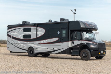 MSRP $323,136. The All New 2021 Dynamax Force 37BD HD Super C is approximately 39 feet 2 inch in length with 2 slides, bunk beds, and the all new Detroit Diesel engine with 375HP &amp; 1050 ft.-lb. of Torque. A few other exciting upgrades on the Force HD include upgraded window treatments, DVD players on the bunk model, brake controller, (2) 4D batteries and color-coordinated solid surface countertops in the kitchen, bath &amp; even the bedroom nightstands. This amazing Super C also features the Black Out Package which includes black side mirrors, rock guard, wheels, headlight bezels, exterior grab handle trim, custom C9 grill and vents. Additional options include tire pressure monitoring system, washer/dryer, driver and passenger swivel seat, Innomax adjustable comfort digital smart bed, JBL premium cab sound system, Mobileye collision avoidance system, in-dash Garmin RV navigation system, and solar panels with amp controller. The 2021 Dynamax Force also features an incredible list of standard equipment including a Truma Aqua-Go comfort water heater, inverter, 8 KW Onan generator, king size bed, cab over loft, bedroom TV, heated tanks, raised panel cabinet doors with hidden hinges, solid surface kitchen countertop, full extension ball bearing drawer guides, fantastic fans, backsplash, LED flush mounted lighting, 7 foot ceilings, keyless entry touchpad lock, automatic leveling system, residential refrigerator with icemaker, 3 burner cooktop, convection microwave, (2) 15,000 BTU roof air conditioners, shower skylight, water filter system, exterior shower and much more.  For more complete details on this unit and our entire inventory including brochures, window sticker, videos, photos, reviews &amp; testimonials as well as additional information about Motor Home Specialist and our manufacturers please visit us at MHSRV.com or call 800-335-6054. At Motor Home Specialist, we DO NOT charge any prep or orientation fees like you will find at other dealerships. All sale prices include a 200-point inspection, interior &amp; exterior wash, detail service and a fully automated high-pressure rain booth test and coach wash that is a standout service unlike that of any other in the industry. You will also receive a thorough coach orientation with an MHSRV technician, an RV Starter&#39;s kit, a night stay in our delivery park featuring landscaped and covered pads with full hook-ups and much more! Read Thousands upon Thousands of 5-Star Reviews at MHSRV.com and See What They Had to Say About Their Experience at Motor Home Specialist. WHY PAY MORE?... WHY SETTLE FOR LESS?
